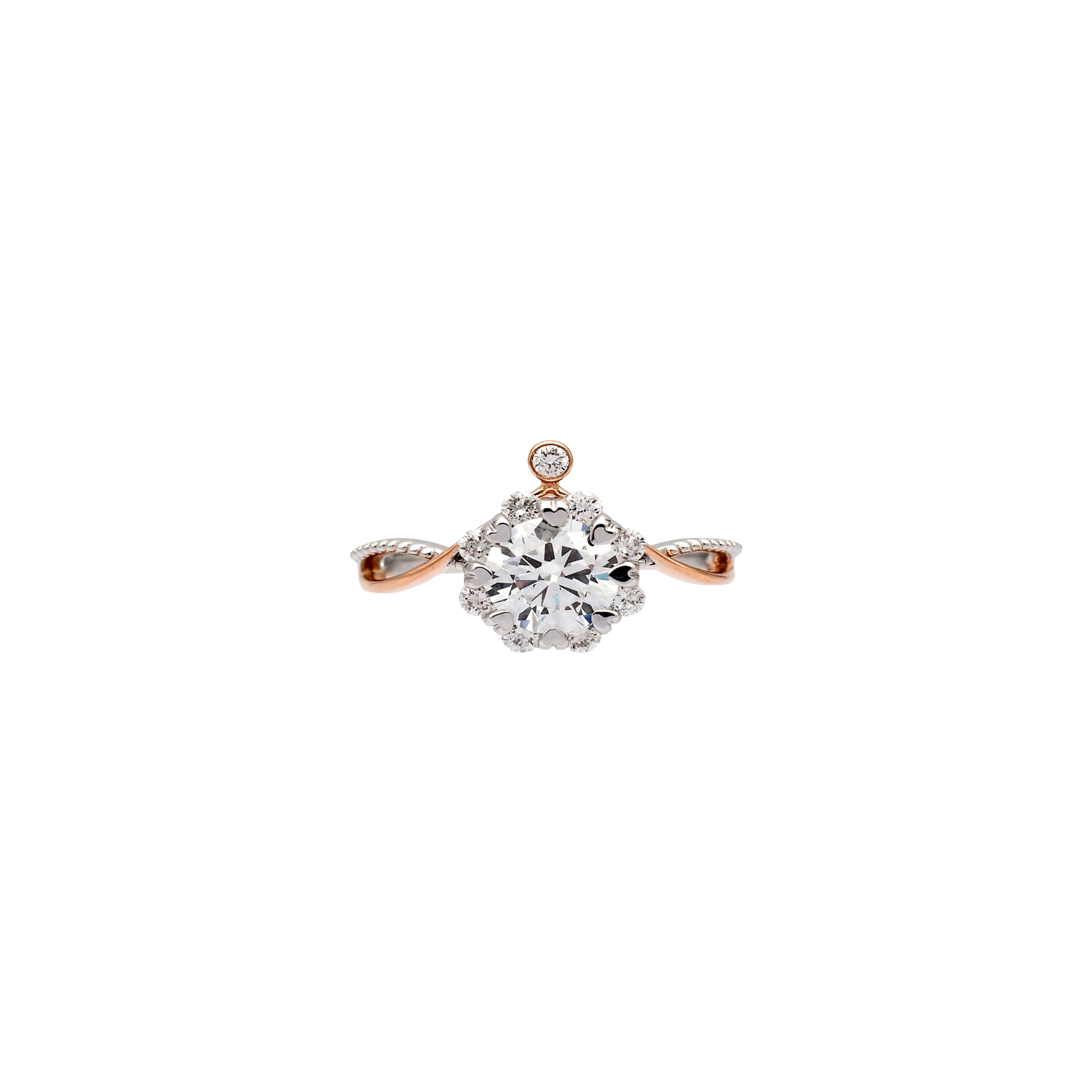 Round Lab-Grown Diamond Halo Ring in Two-Tone Gold