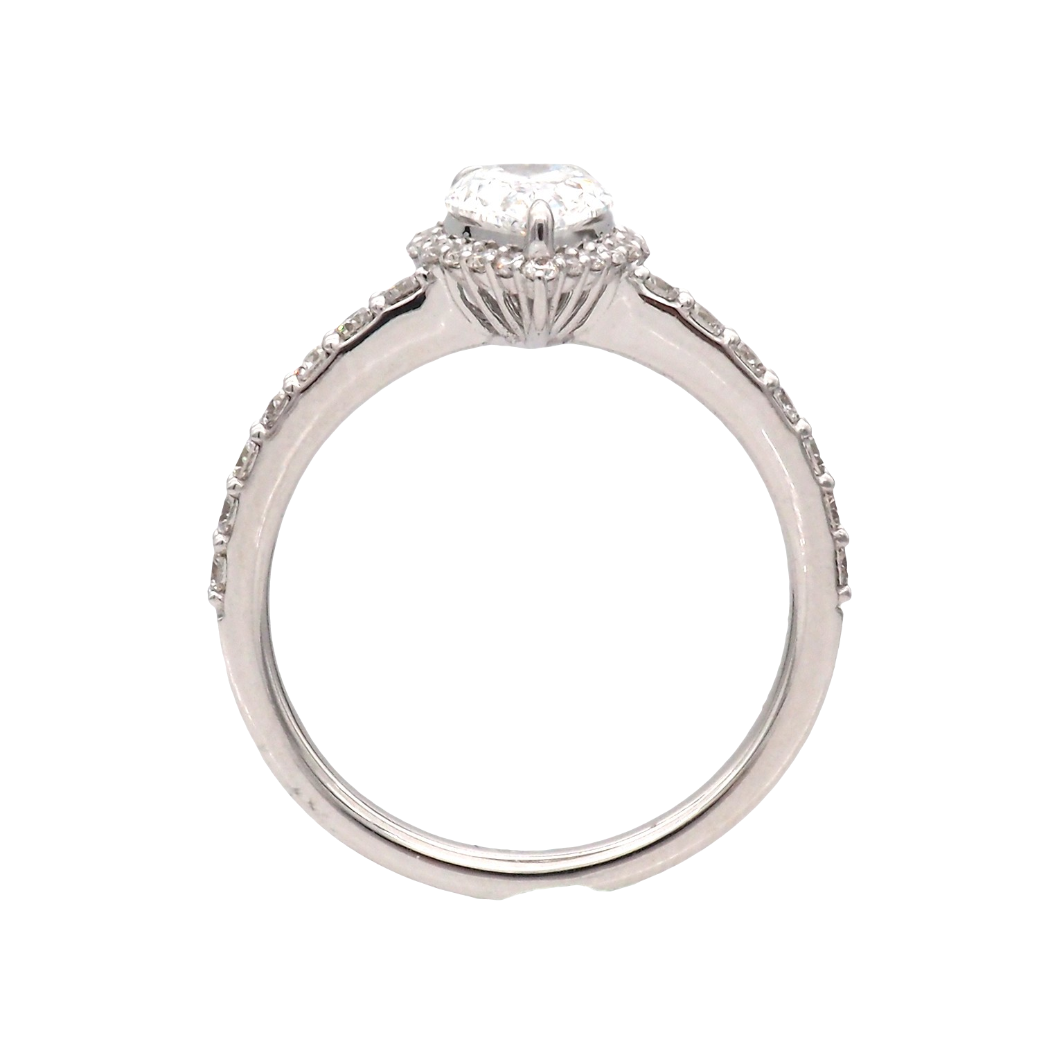 Pear Shape Lab-Grown Diamond Halo Ring in White Gold