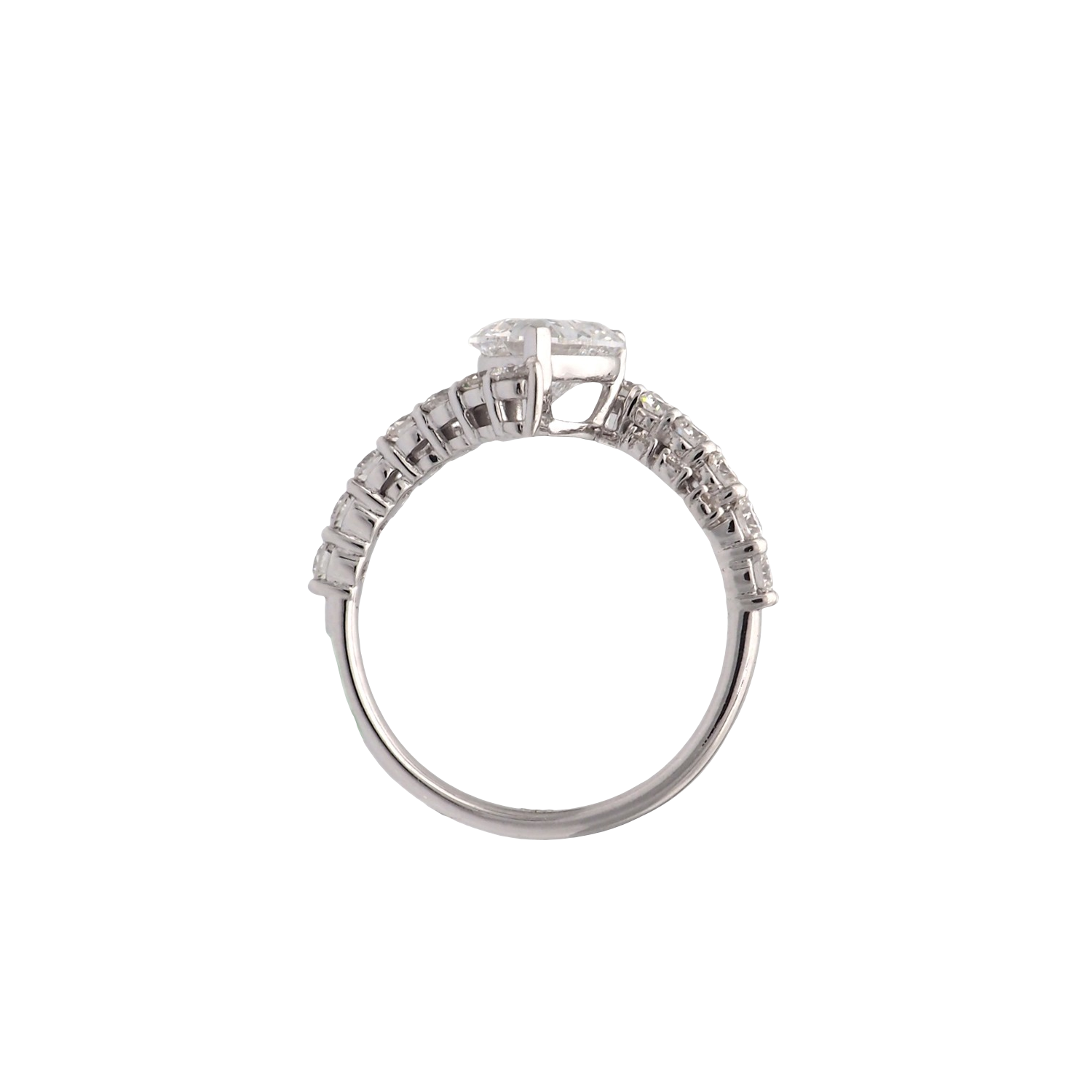 Heart Shape Lab-Grown Diamond Ring with Twisted Diamond Band in White Gold