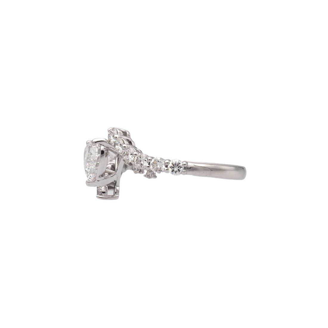 Heart Shape Lab-Grown Diamond Ring with Twisted Diamond Band in White Gold