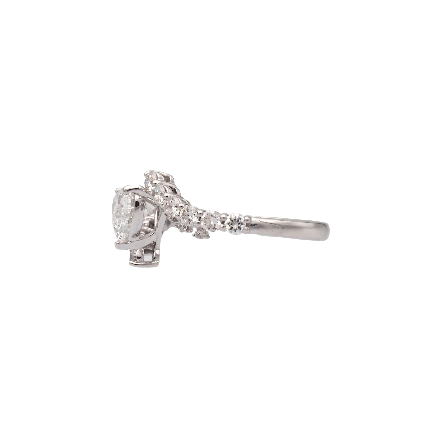 Heart Shape Lab-Grown Diamond Ring with Twisted Diamond Band in White Gold