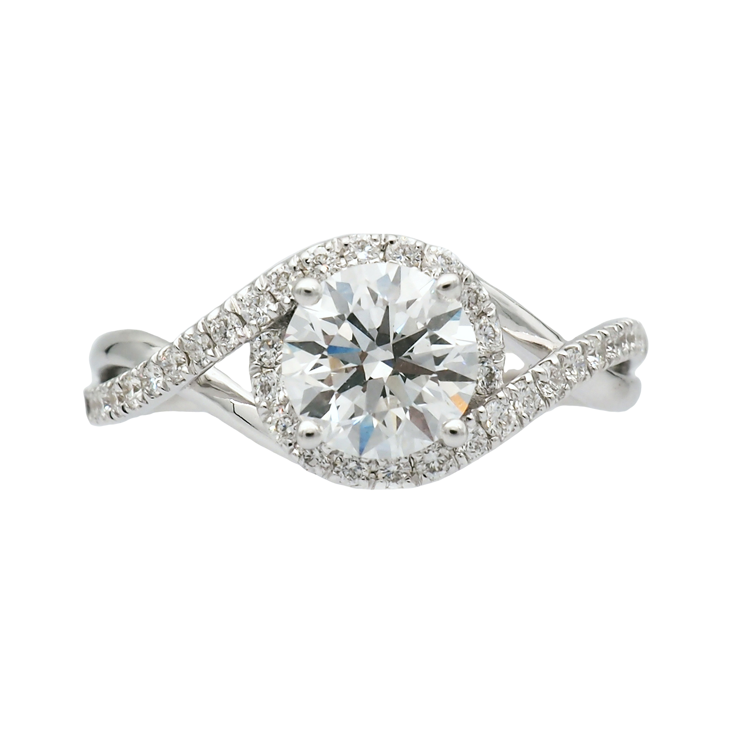Elegant Halo Lab-Grown Diamond Ring with Twisted Band