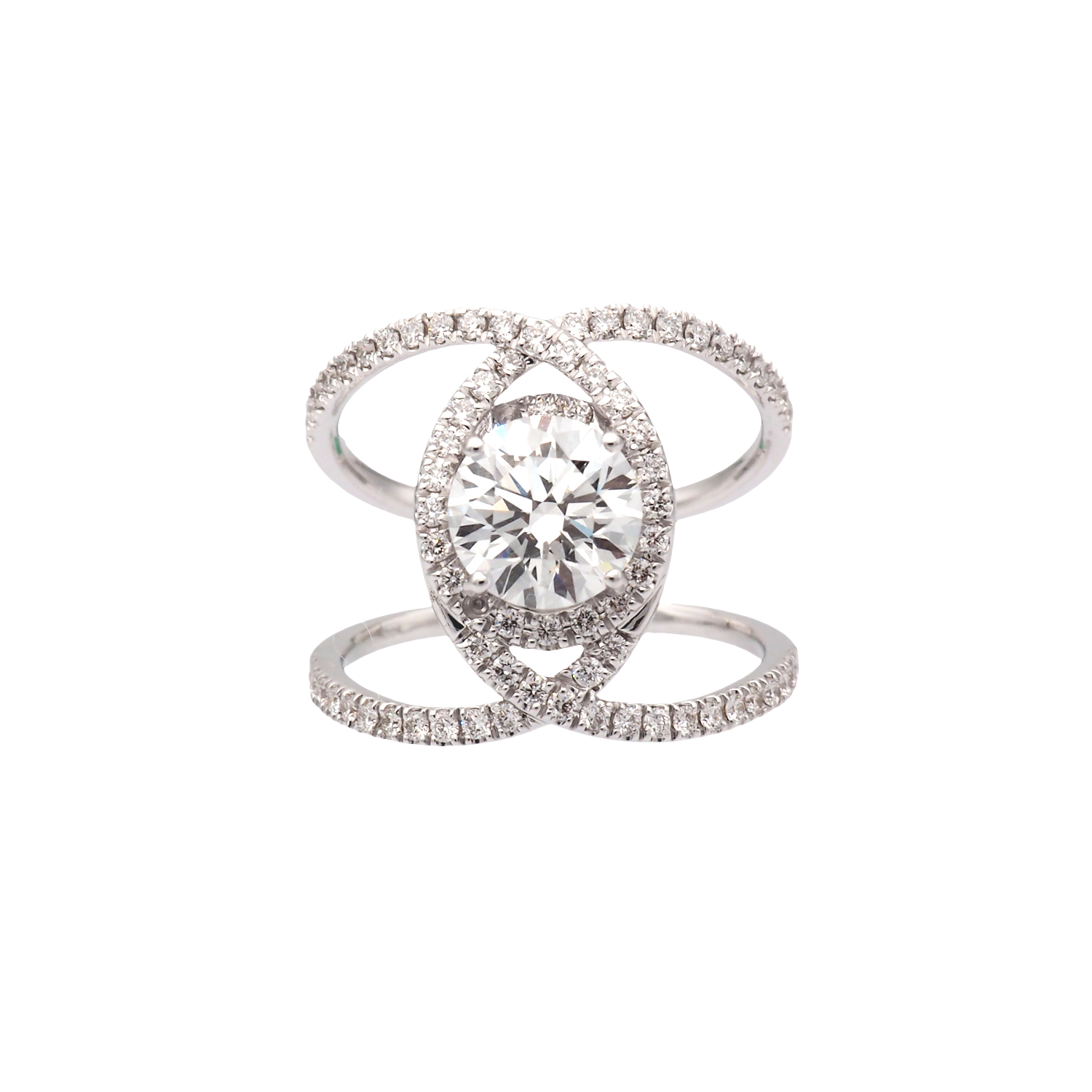 Elegant Lab-Grown Diamond Double Band Halo Ring