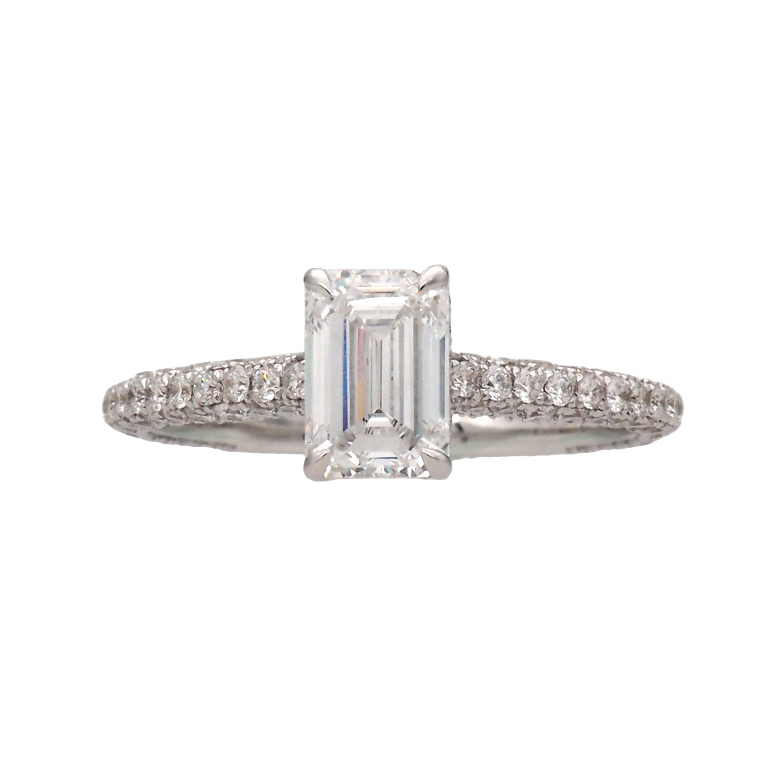 Elegant Lab-Grown Diamond Emerald Cut Ring in White Gold