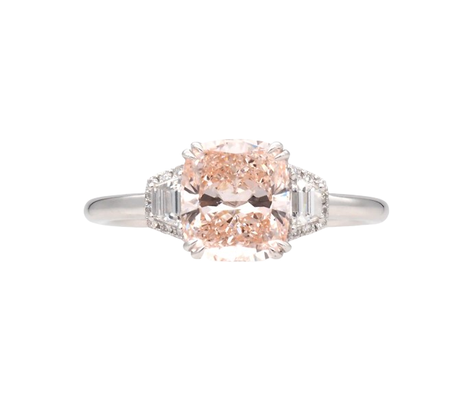 Elegant Cushion-Cut Fancy Peach Lab-Grown Diamond Ring