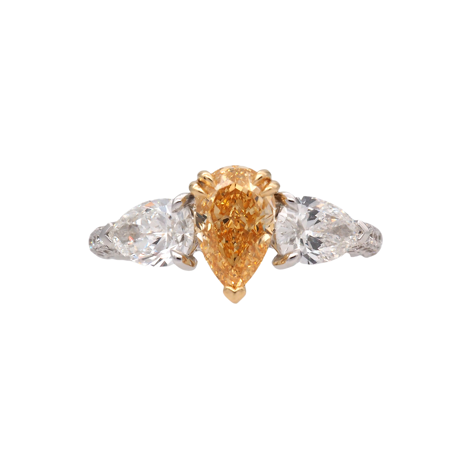 Elegant Pear Shape Fancy Yellow Lab-Grown Diamond Ring
