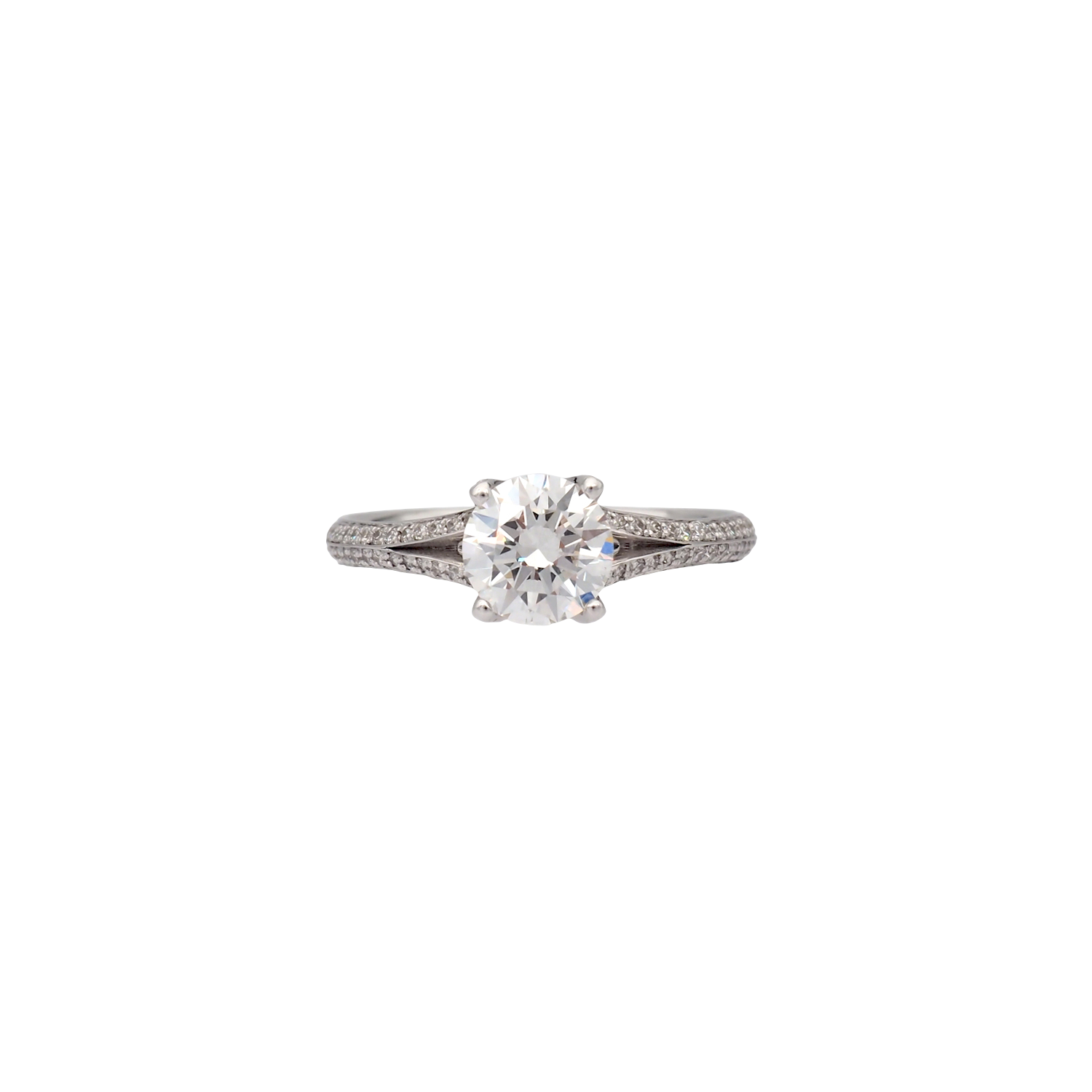 Elegant Round Brilliant Lab-Grown Diamond Ring with Split Shank