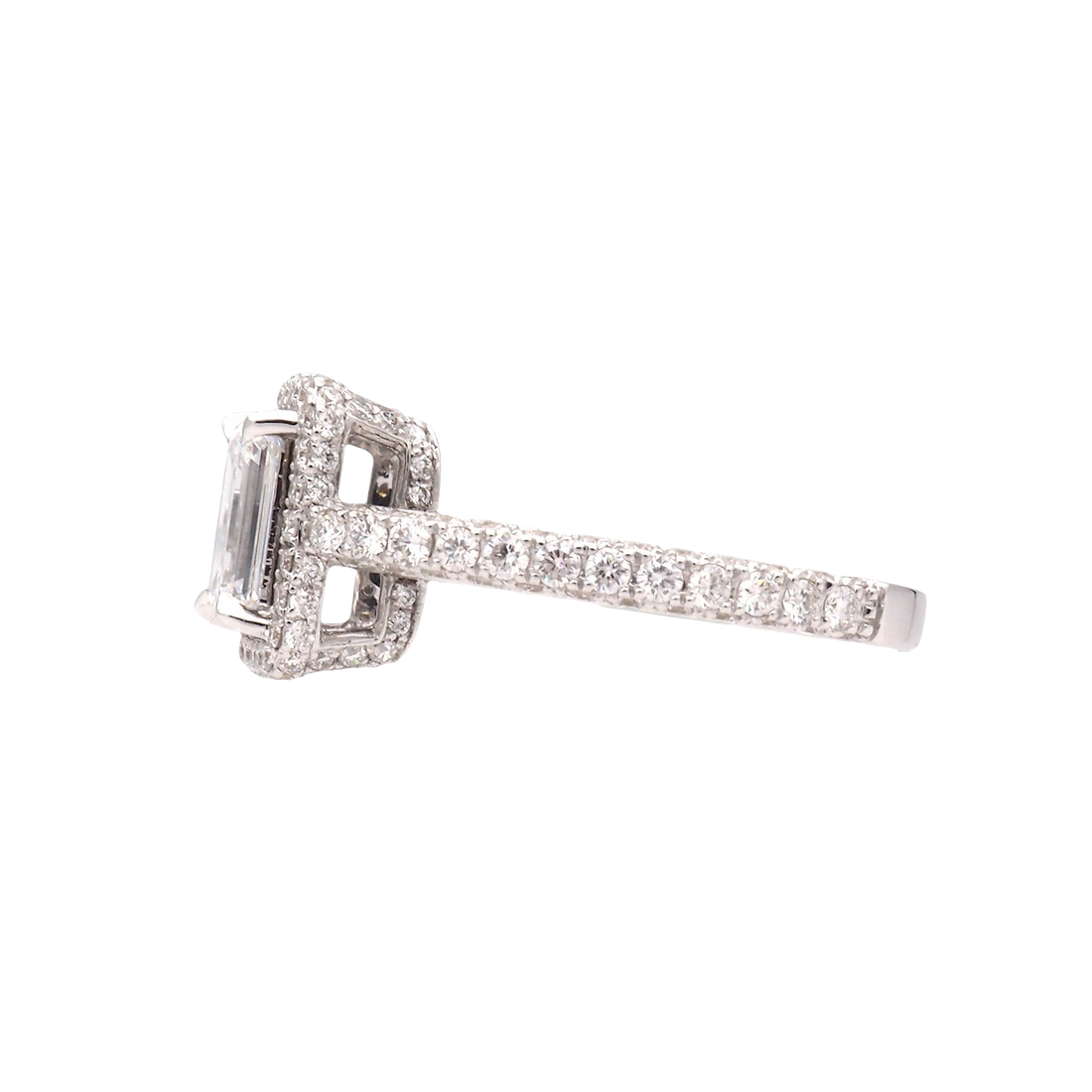 Elegant Halo Emerald Cut Diamond Ring
