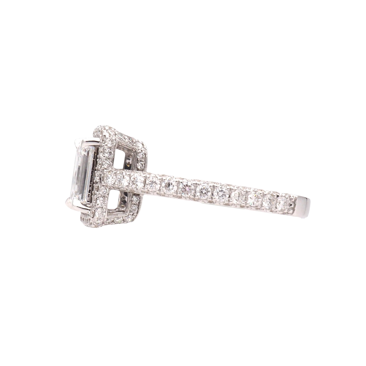 Elegant Halo Emerald Cut Diamond Ring