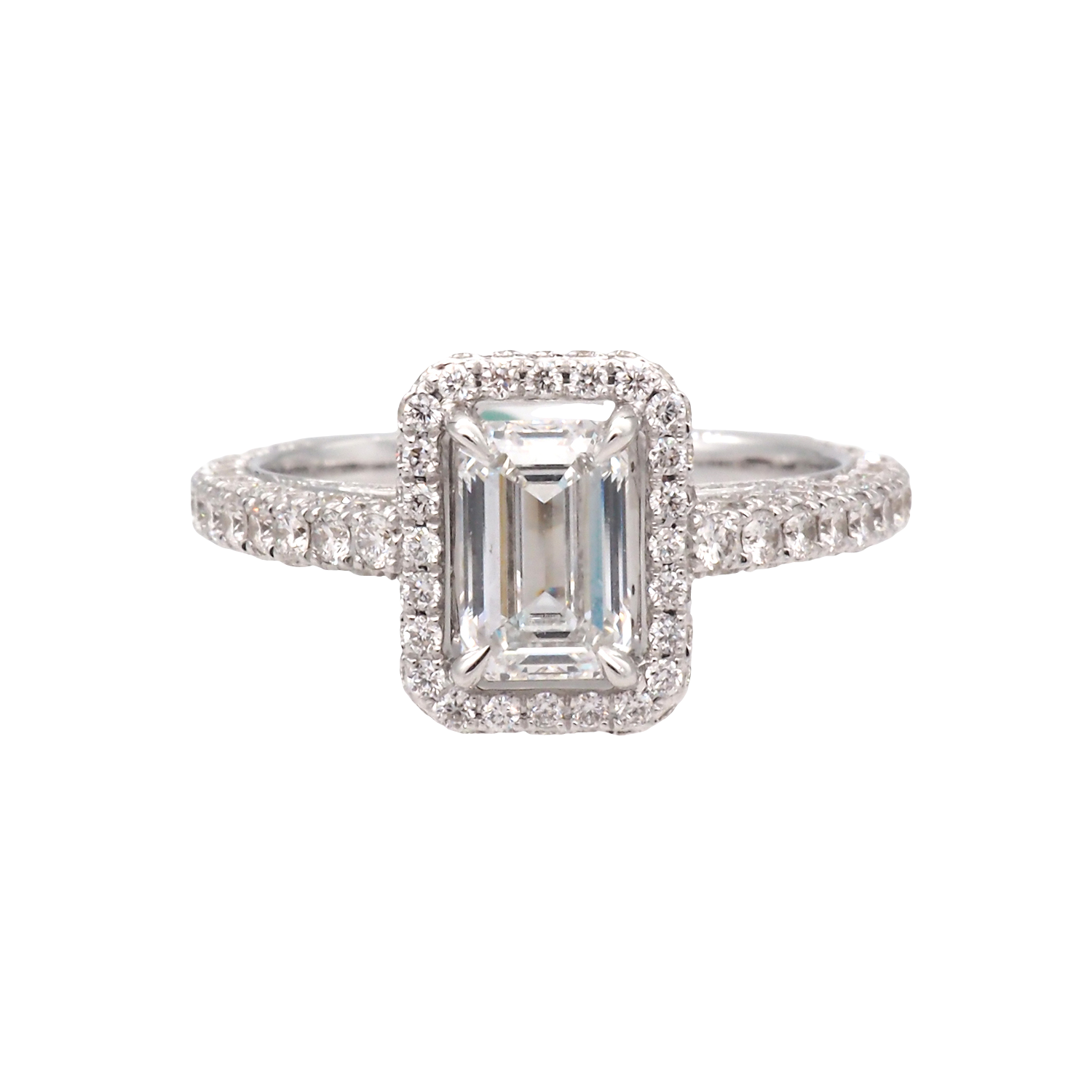 Elegant Halo Emerald Cut Diamond Ring