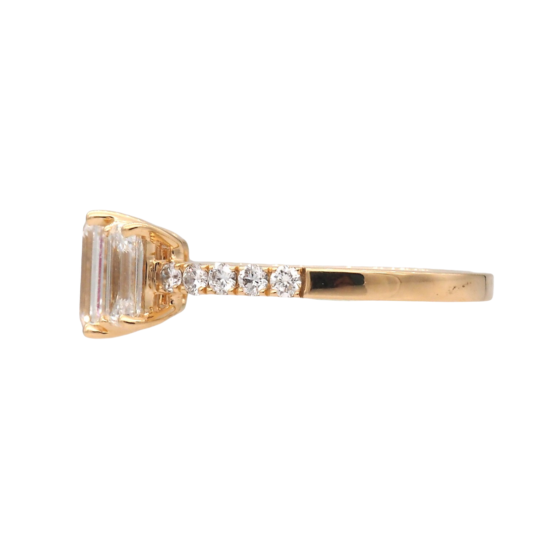 Elegant Three-Stone Emerald Cut Lab-Grown Diamond Ring