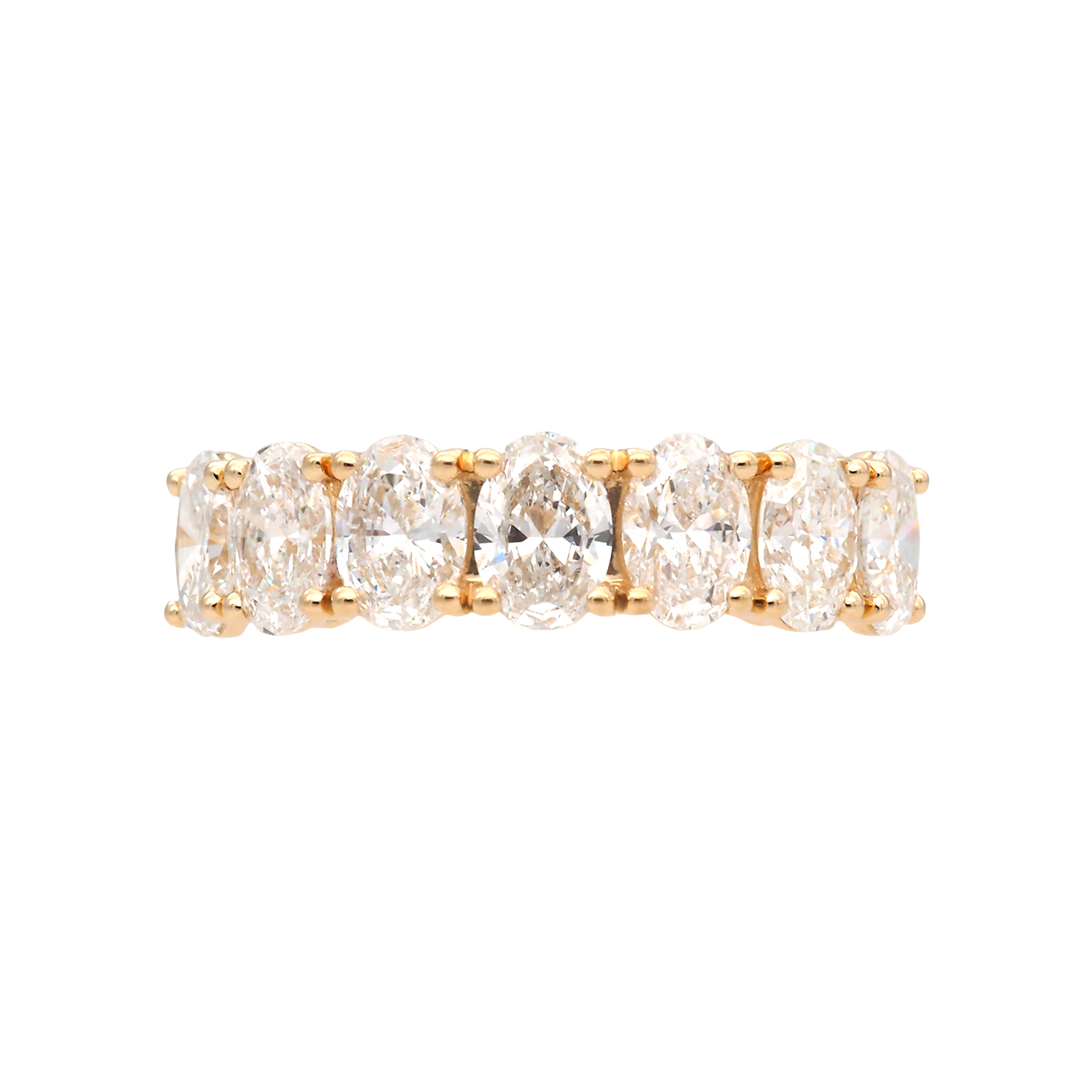 Elegant Oval Cut Lab-Grown Diamond Eternity Band in 18K Yellow Gold