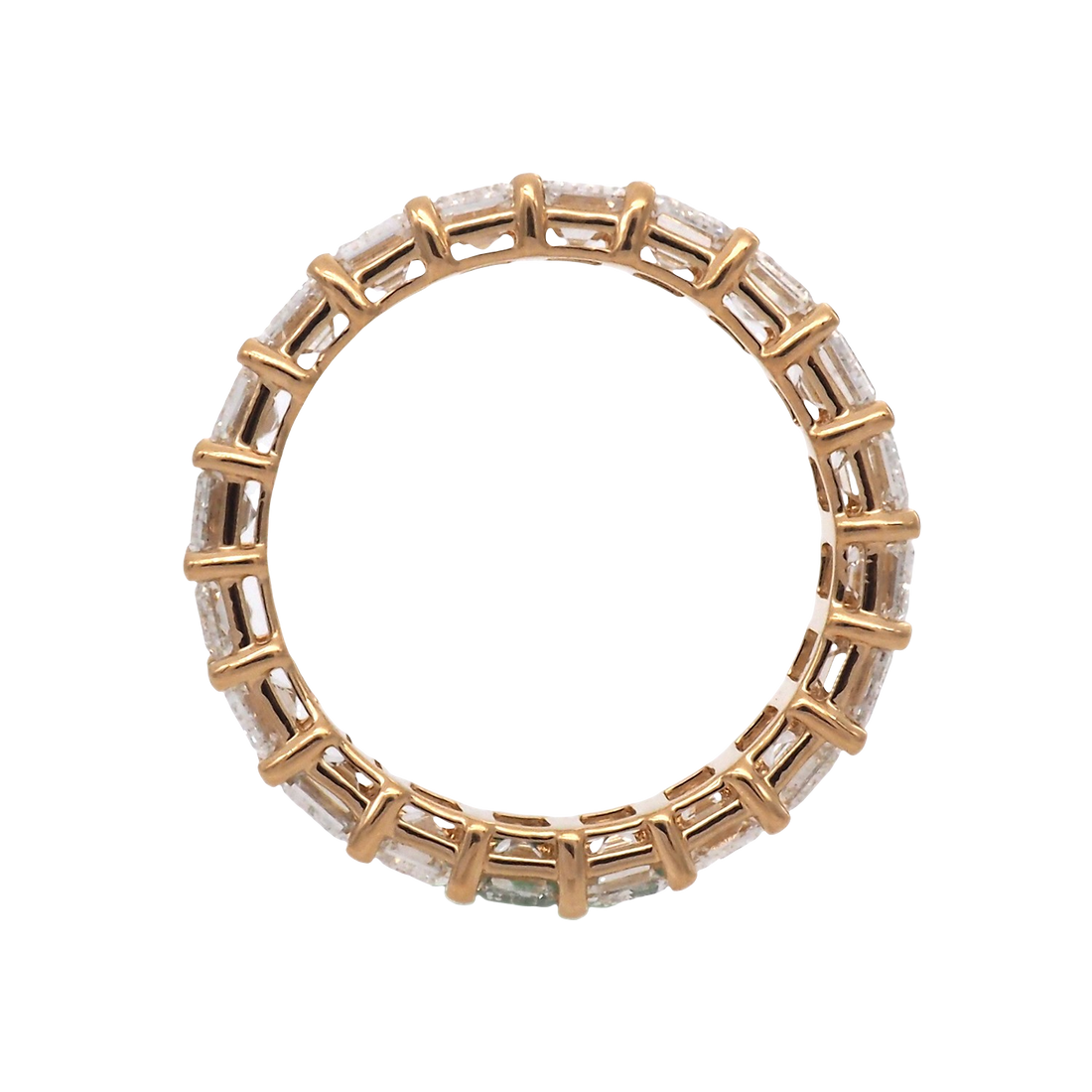 Elegant Emerald Cut Lab-Grown Diamond Eternity Ring in Yellow Gold