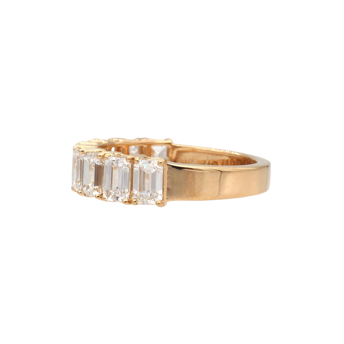 Elegant Emerald-Cut Lab-Grown Diamond Eternity Ring in Yellow Gold