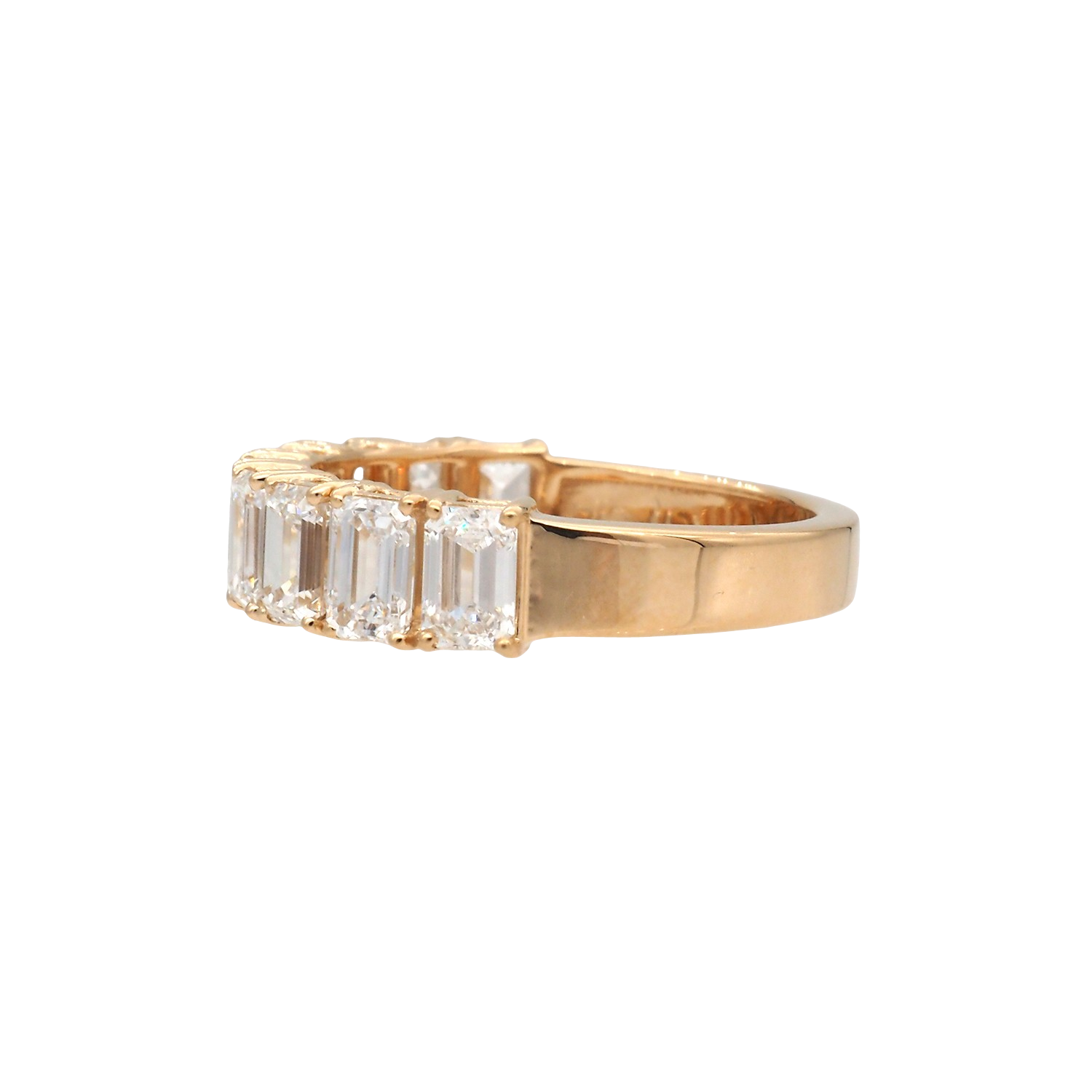 Elegant Emerald-Cut Lab-Grown Diamond Eternity Ring in Yellow Gold