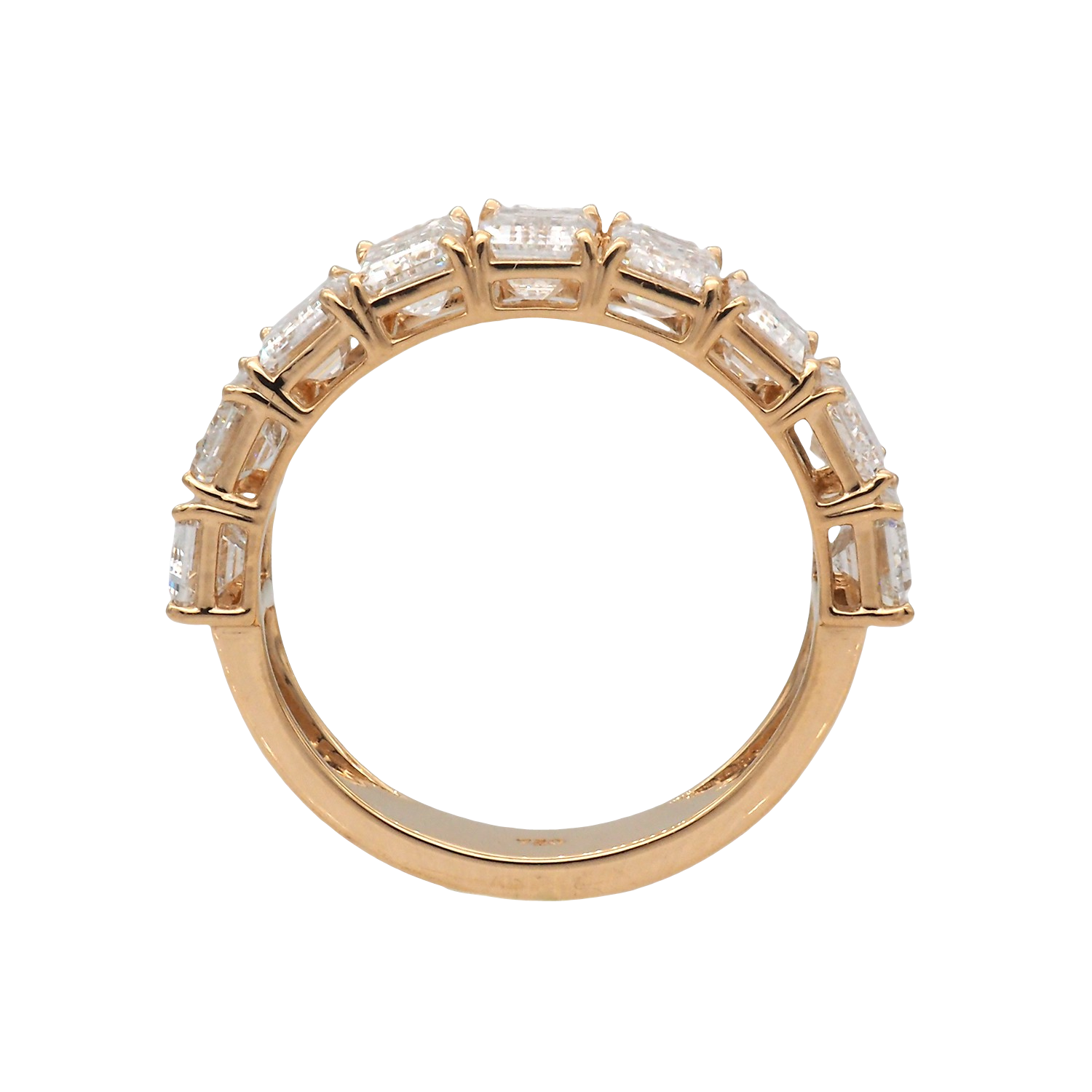 Elegant Emerald Cut Lab-Grown Diamond Eternity Band in Yellow Gold