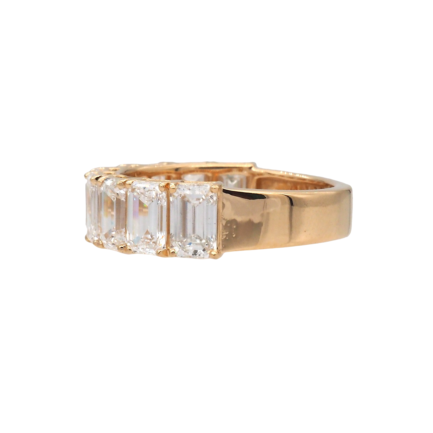 Elegant Emerald Cut Lab-Grown Diamond Eternity Band in Yellow Gold