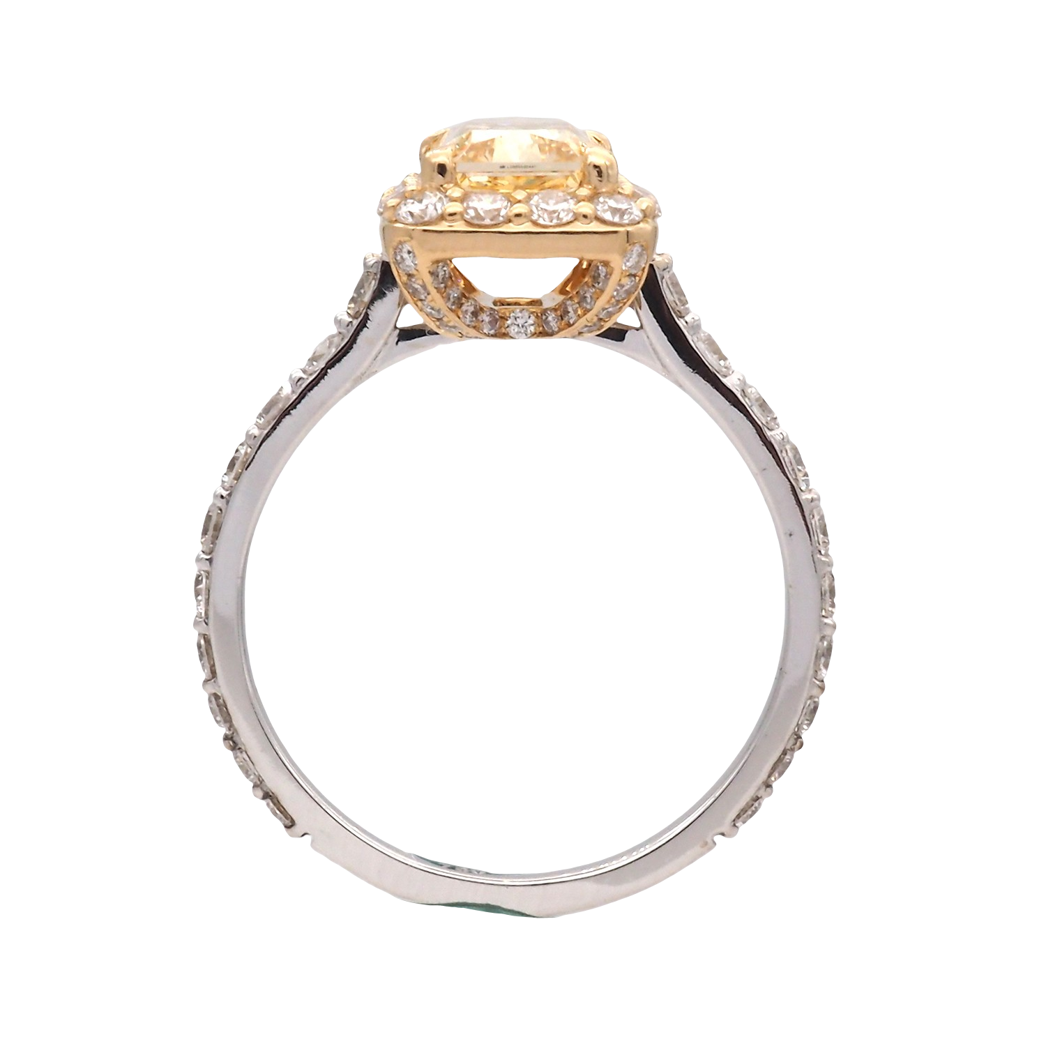 Radiant Yellow Cushion Diamond Halo Ring