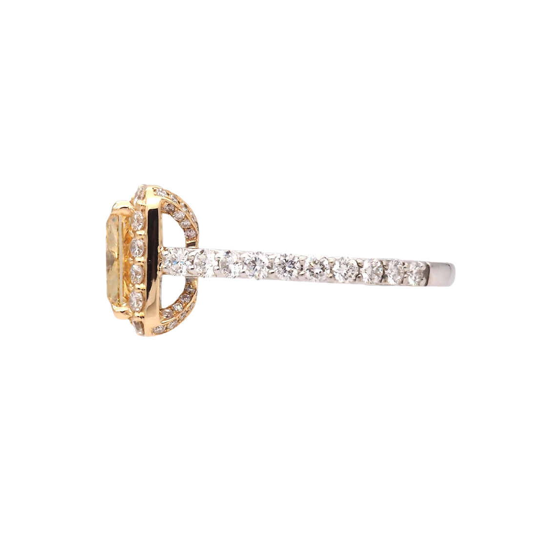 Radiant Yellow Cushion Diamond Halo Ring