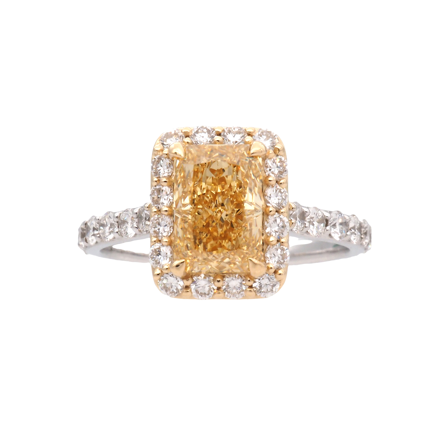Radiant Yellow Cushion Diamond Halo Ring