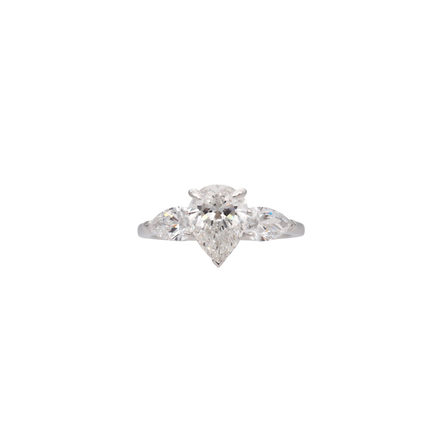 Elegant Pear-Cut Lab-Grown Diamond Ring with Side Stones