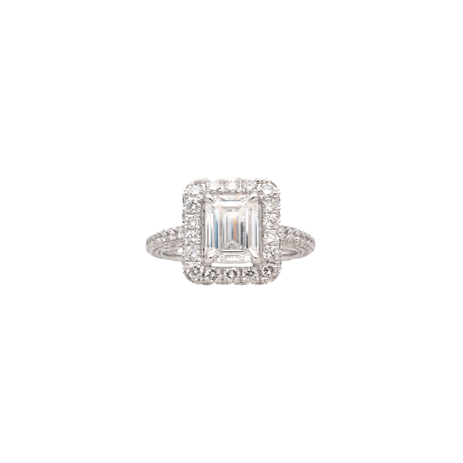 Elegant Emerald Cut Lab-Grown Diamond Halo Ring
