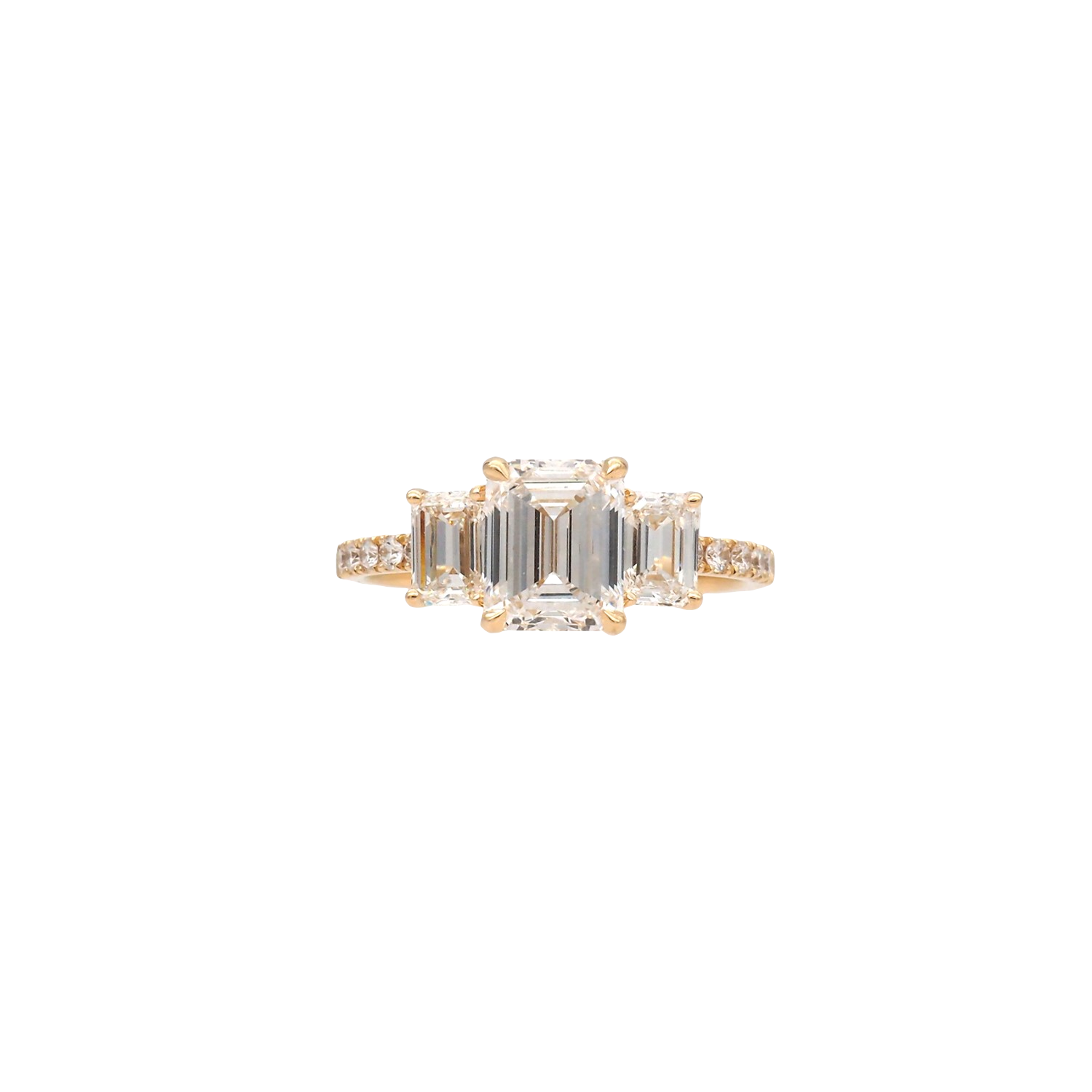 Three Stone Emerald Cut Lab-Grown Diamond Ring