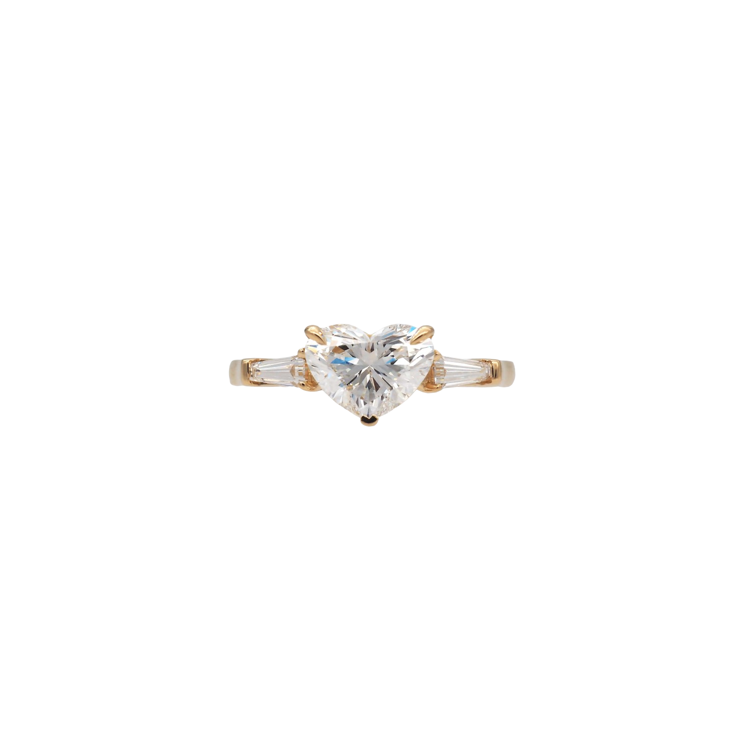Heart-Shaped Lab-Grown Diamond Ring with Baguette Side Stones