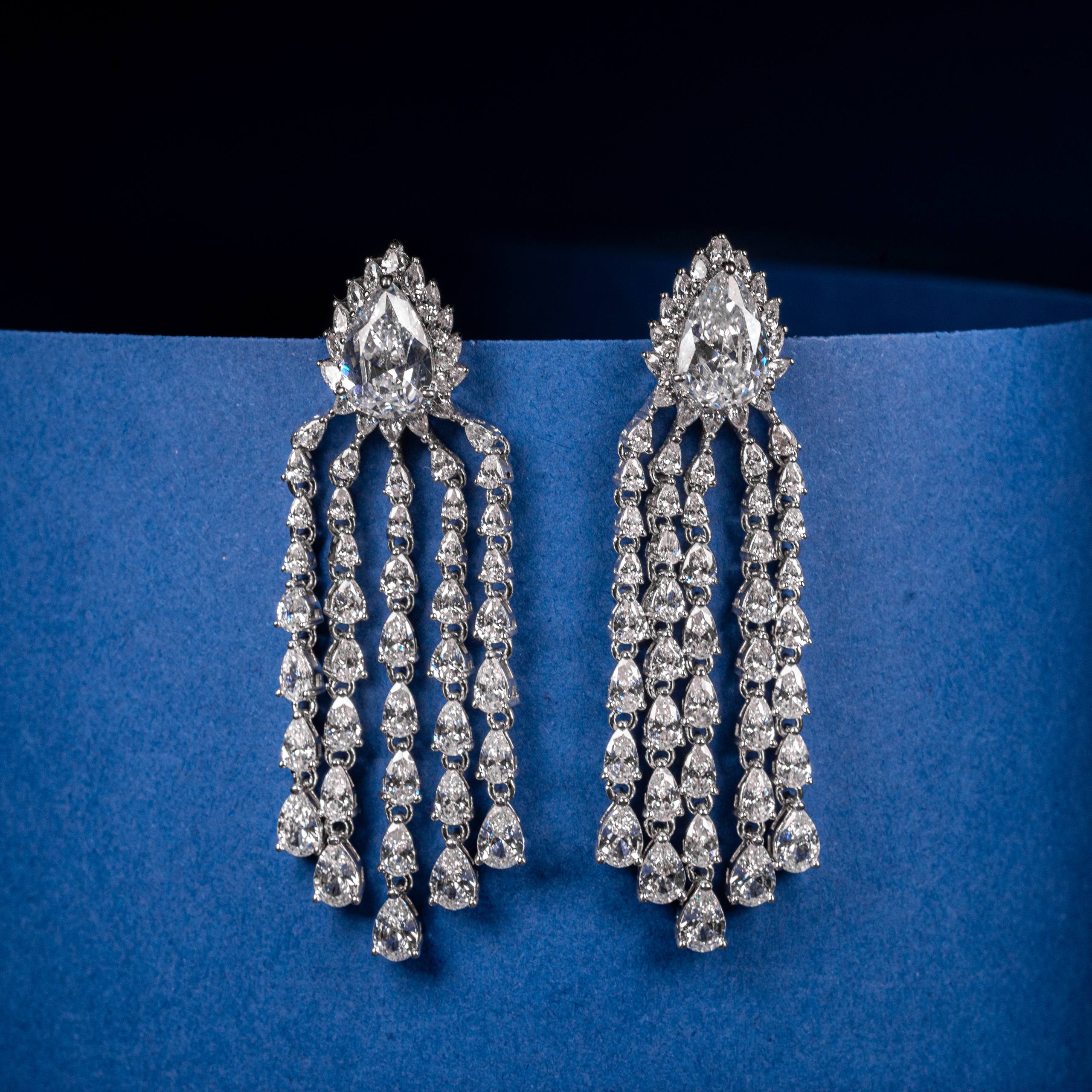 Ice Cascade Pear-Cut Zircon Tassel Earrings