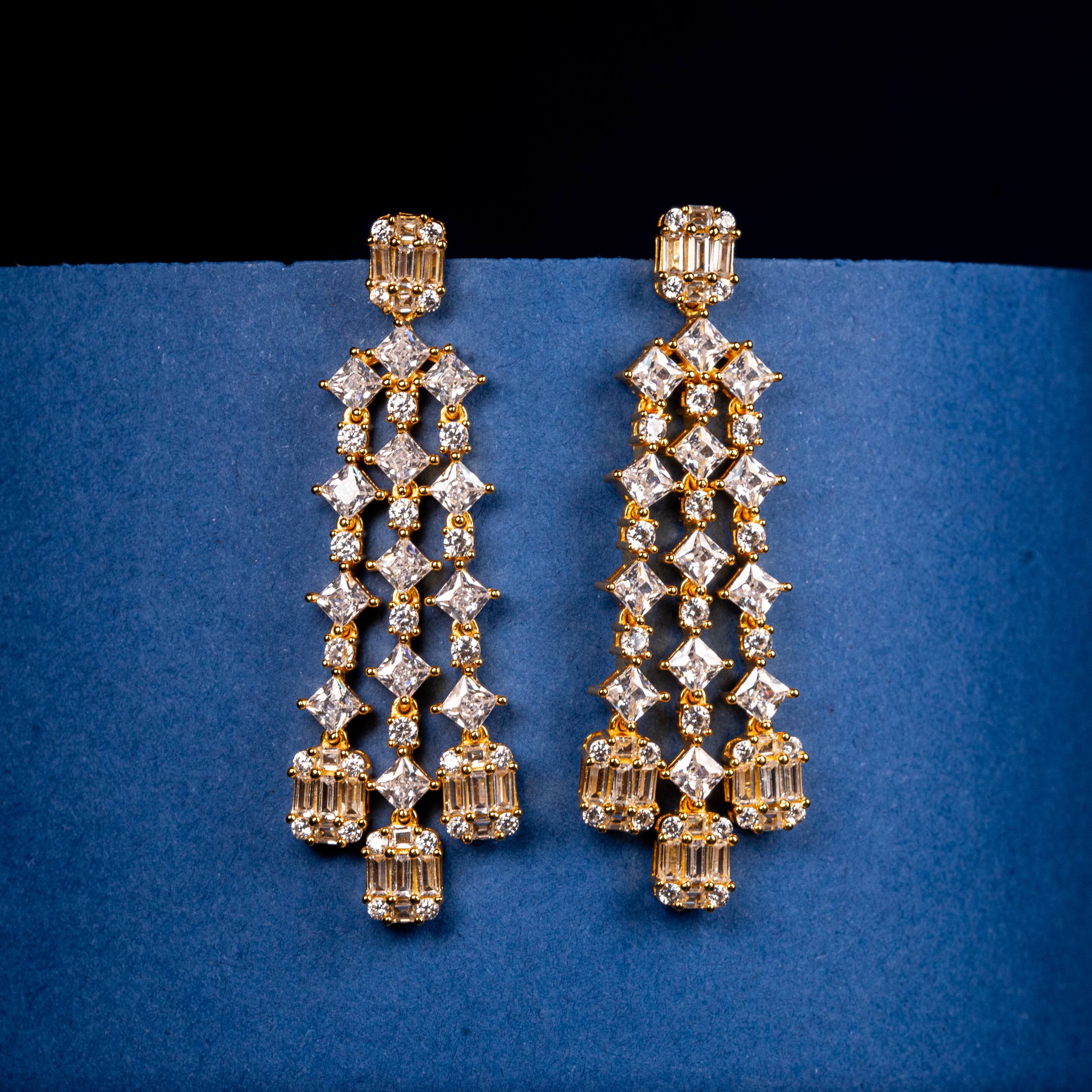 Champagne Prism Geometric Zircon Drop Earrings