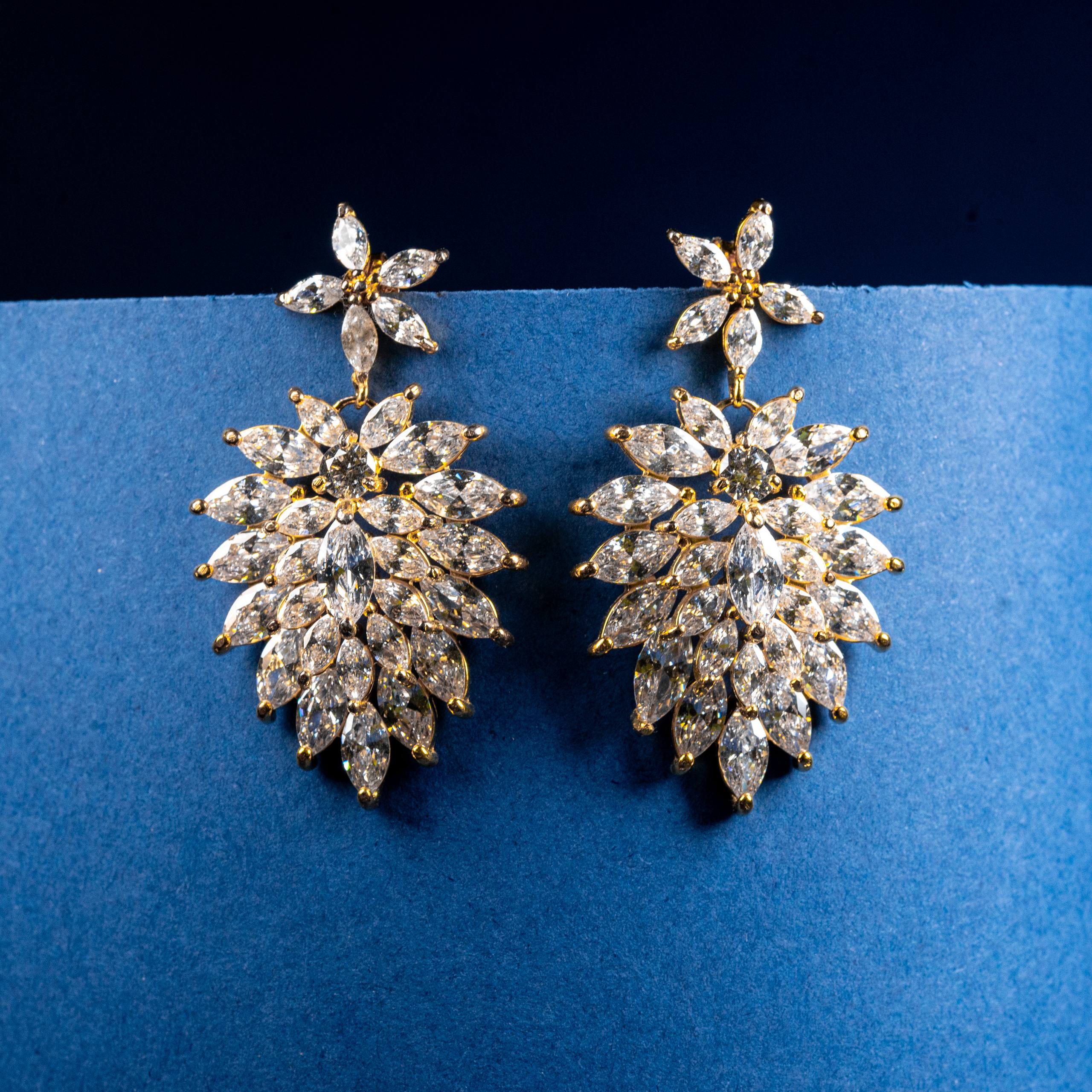 Golden Blossom Marquise Zircon Drop Earrings