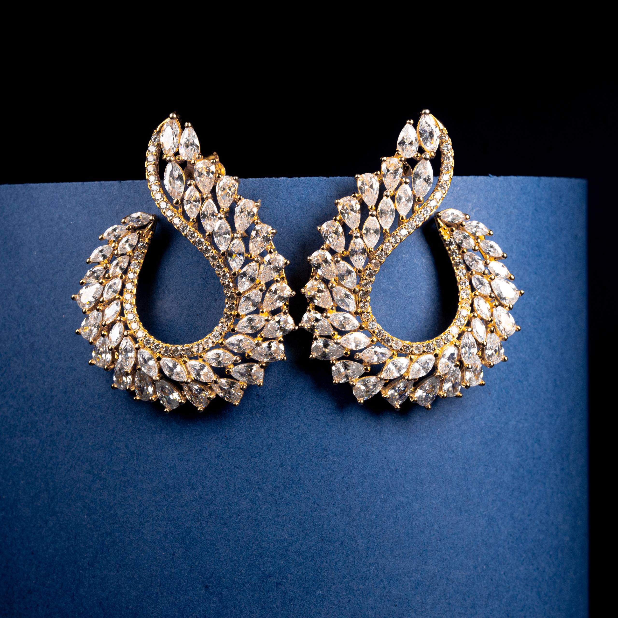 Golden Flame Marquise Zircon Hoop Earrings