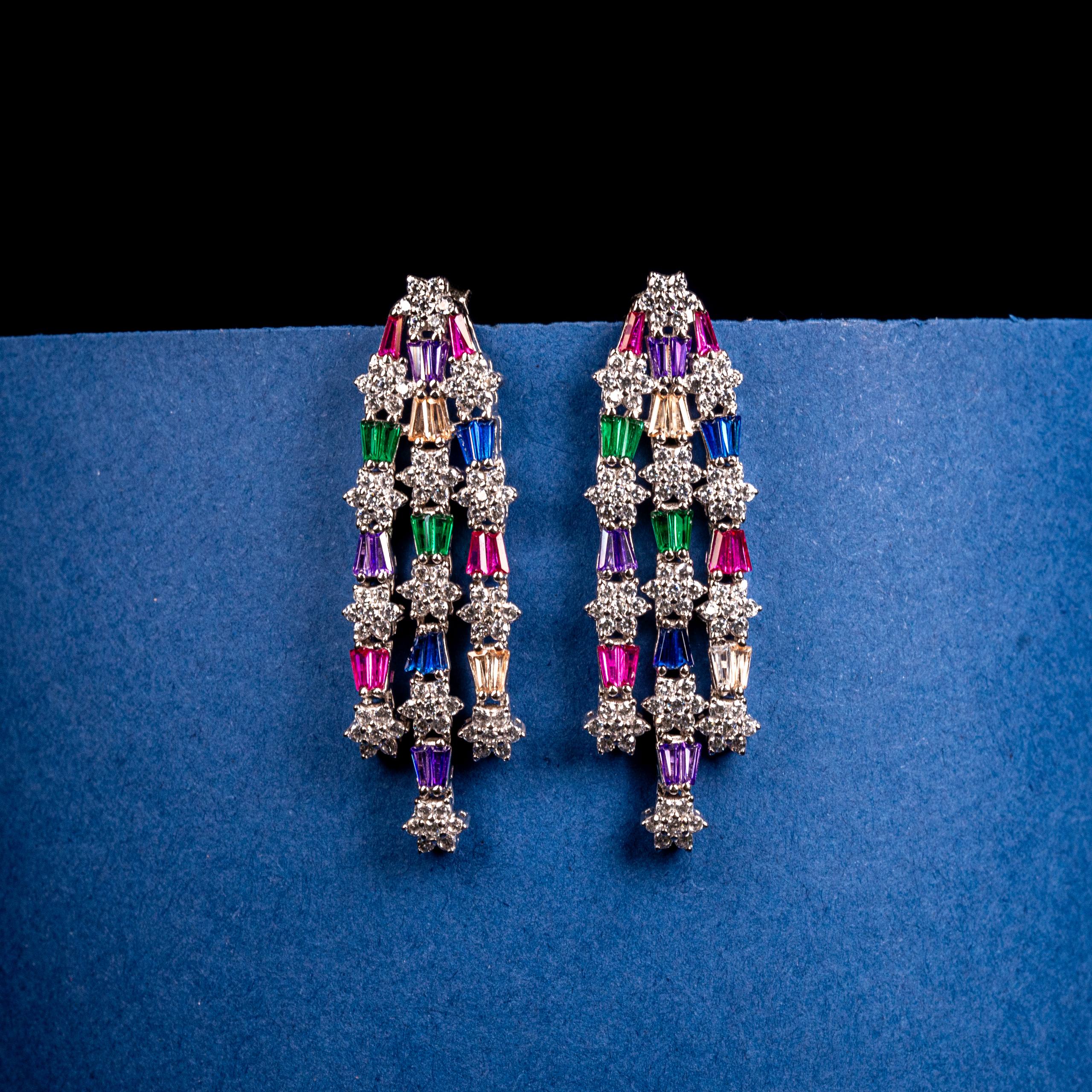 Rainbow Luxe Zircon Statement Earrings