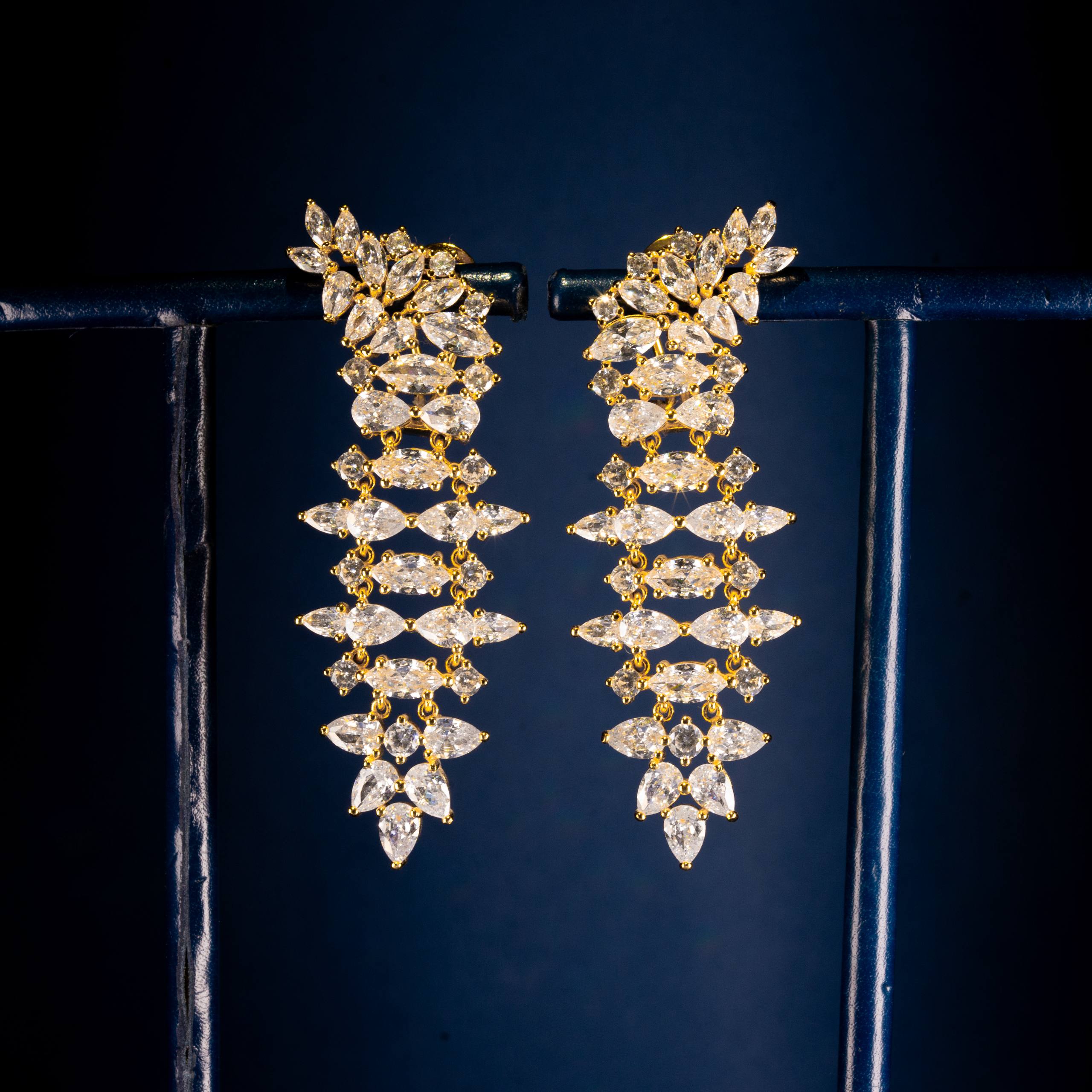 Golden Cascade Marquise Zircon Drop Earrings