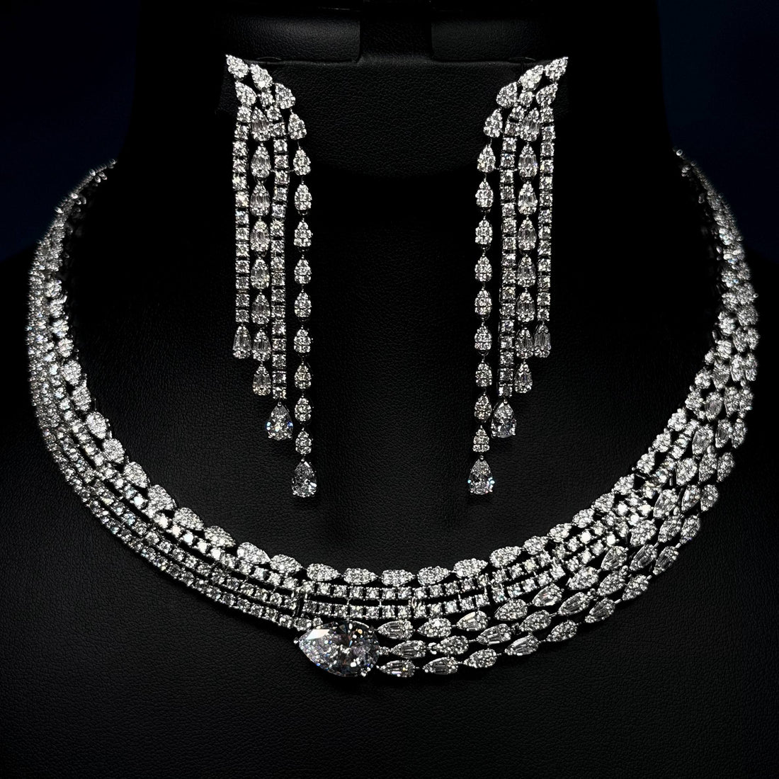 White Zircon Cascading Elegance Full Set