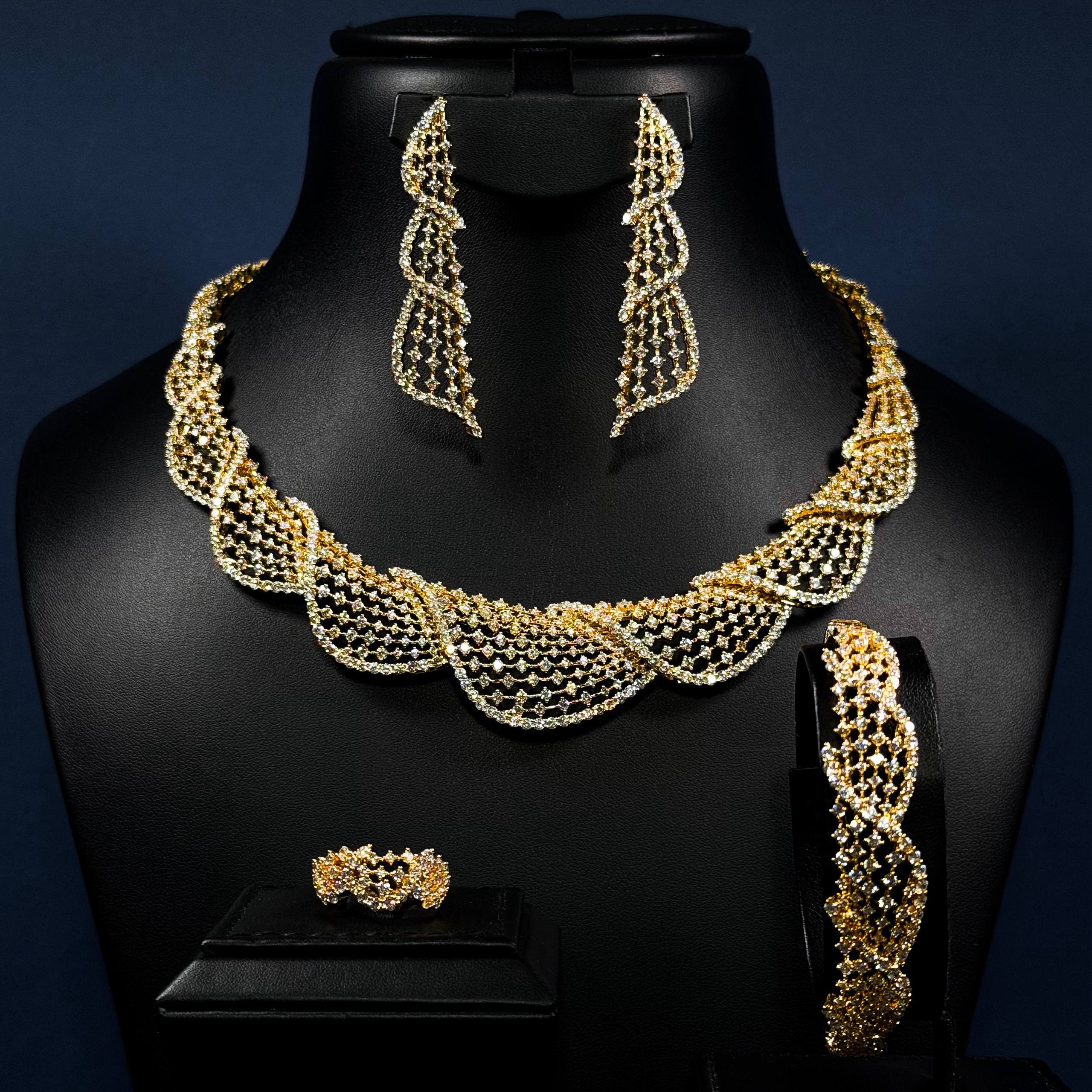 Gilded Lace White Zircon - Gold Plated Full Set