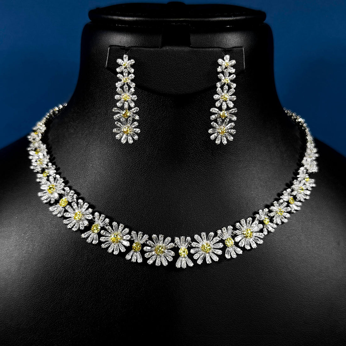 Sunlit Daisy White & Yellow 925 Silver Full Set