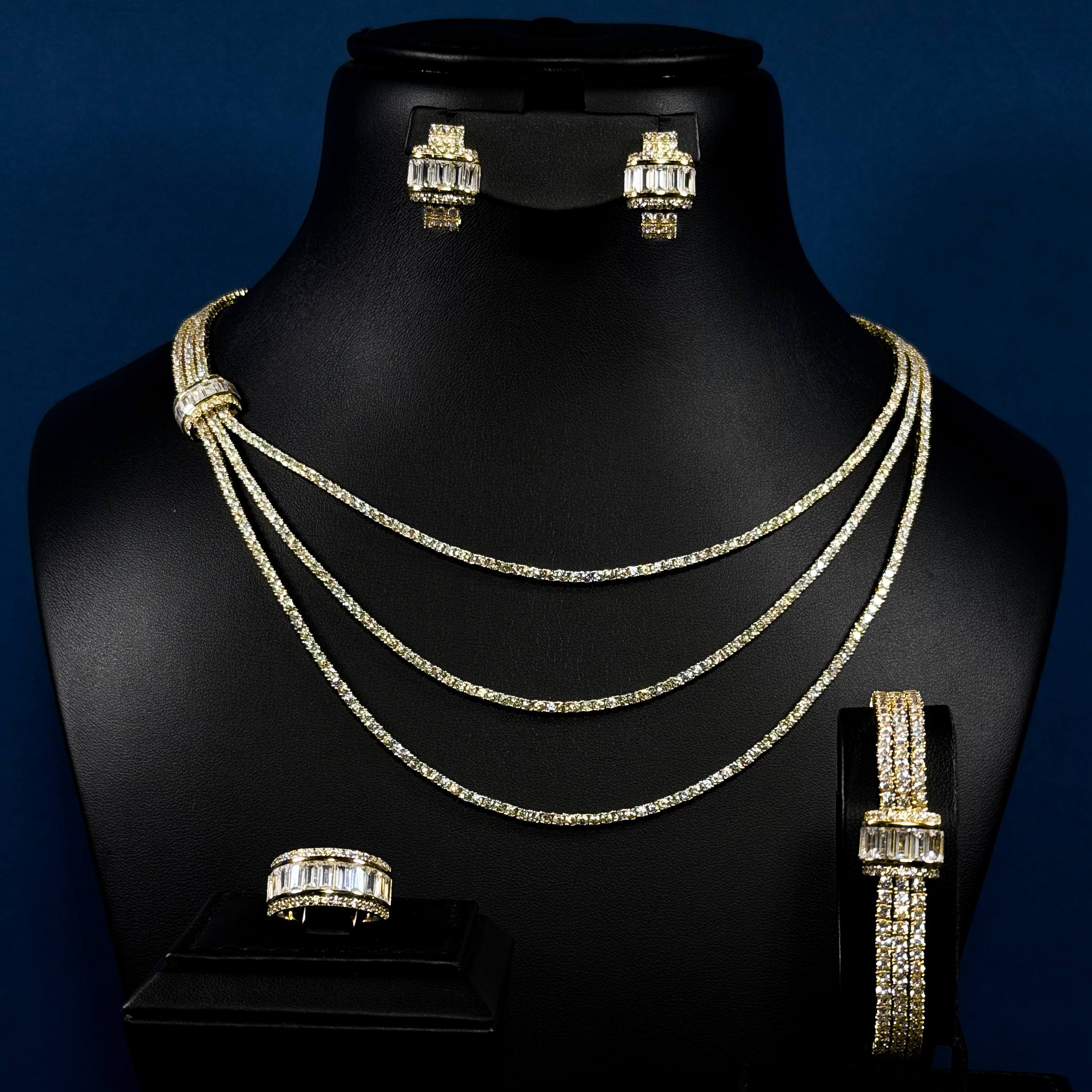 Golden Cascade White 925 Silver Full Set