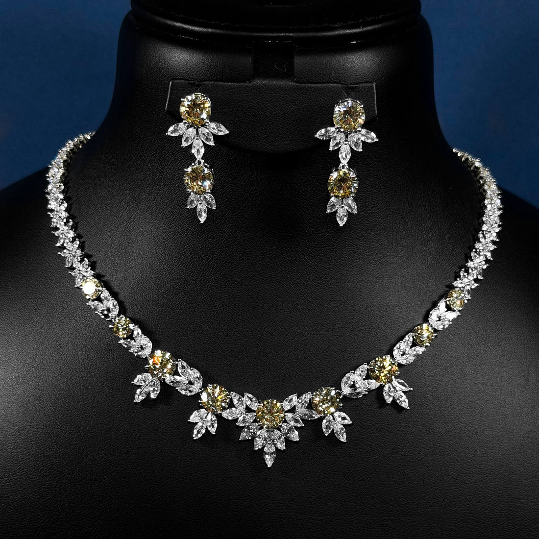 Aurora Bloom Yellow & White 925 Silver Full Set
