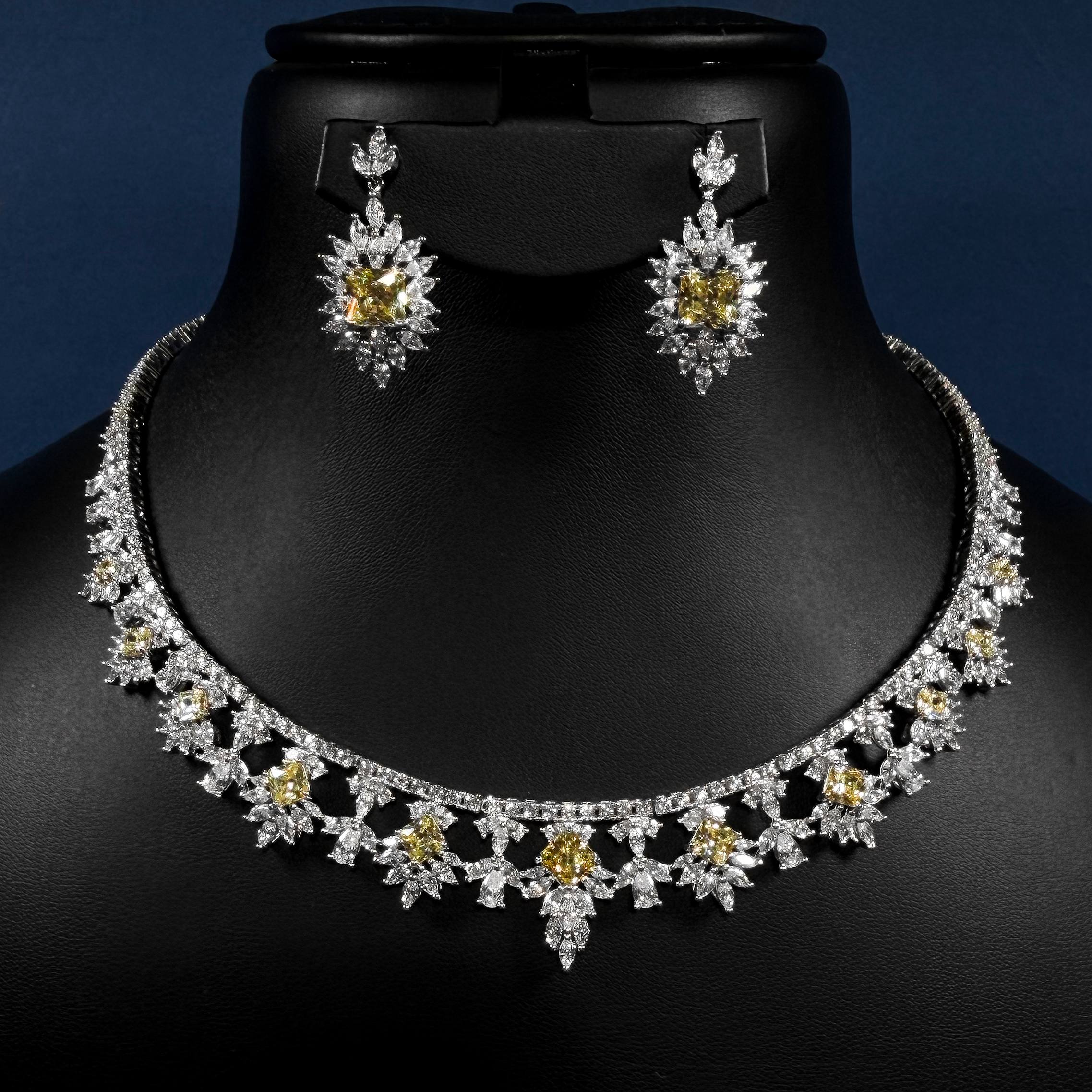 Luminous Flora Yellow & White 925 Silver Full Set