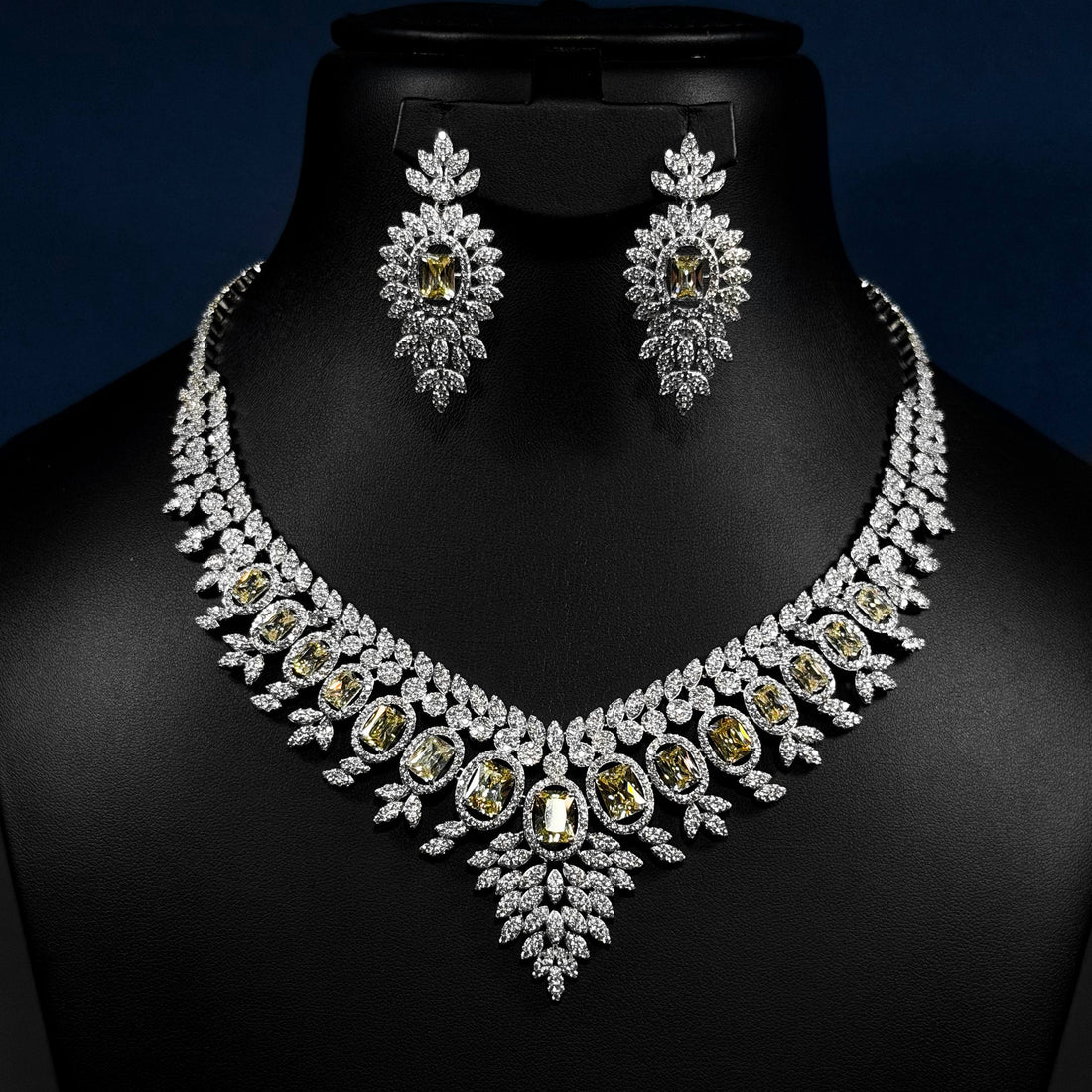 Champagne Royale Yellow & White 925 Silver Full Set