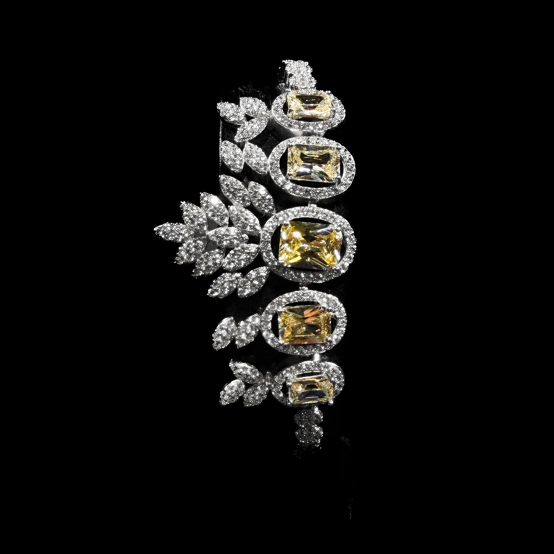 Champagne Royale Yellow & White 925 Silver Full Set