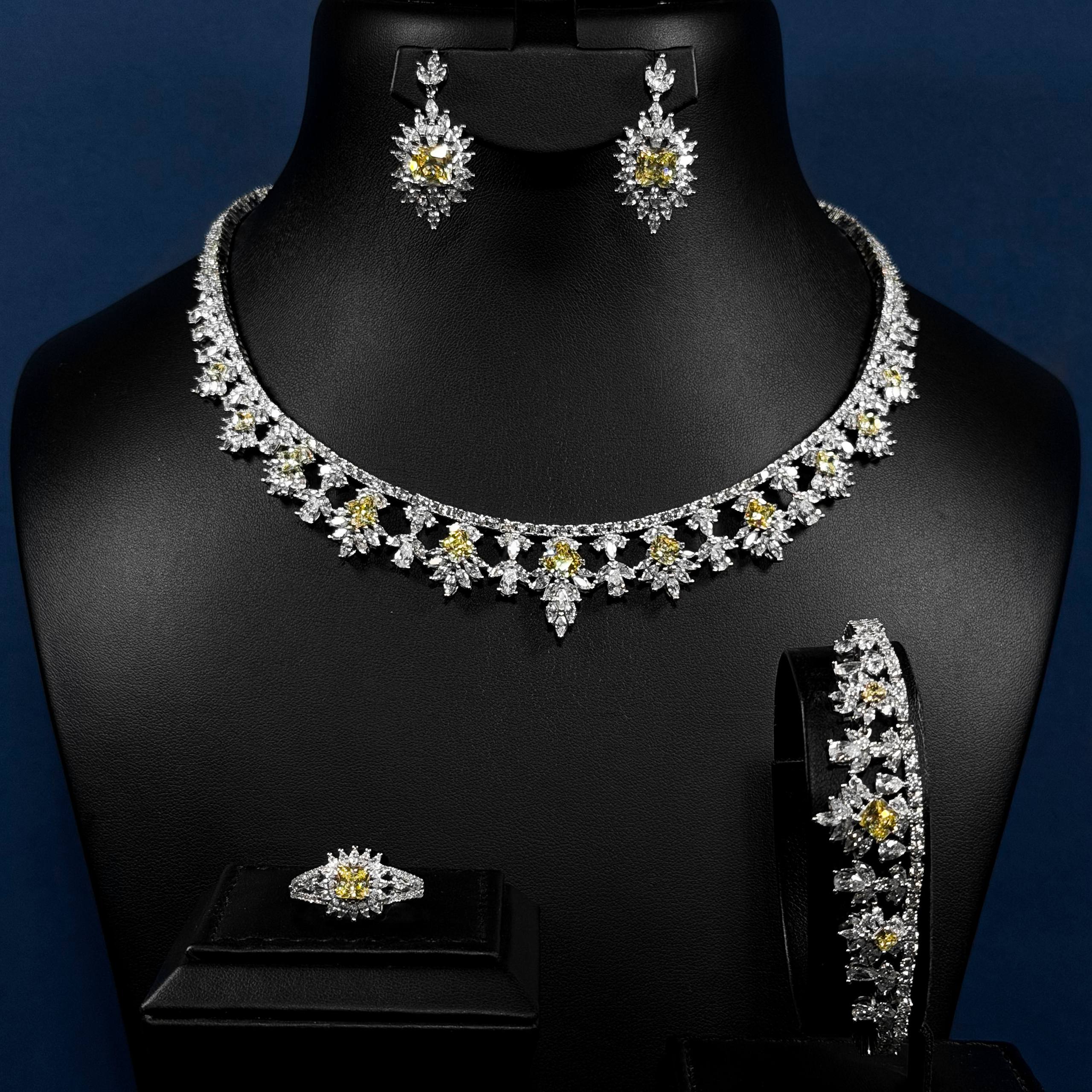 Luminous Flora Yellow & White 925 Silver Full Set