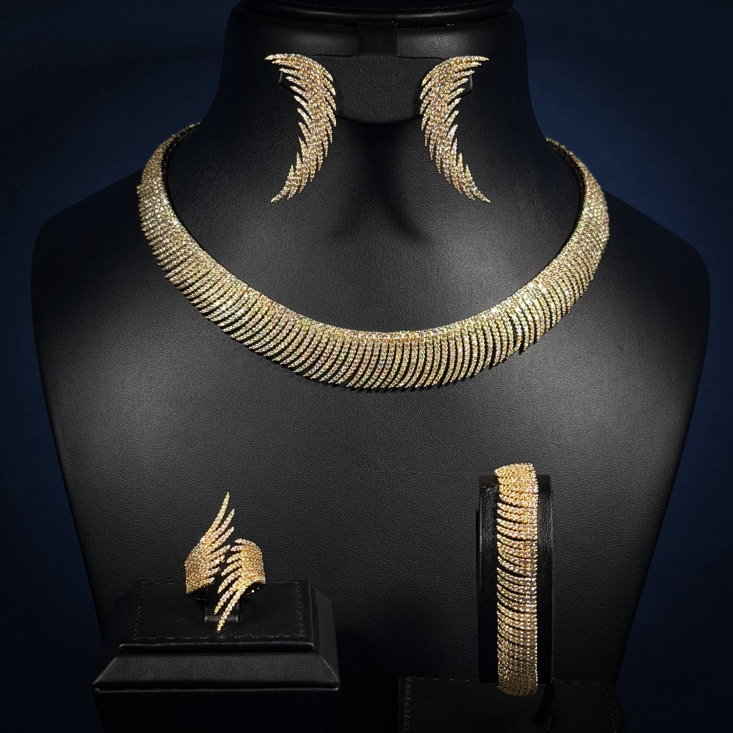 Aurelia Wing White Zircon Gold Plated Full Set