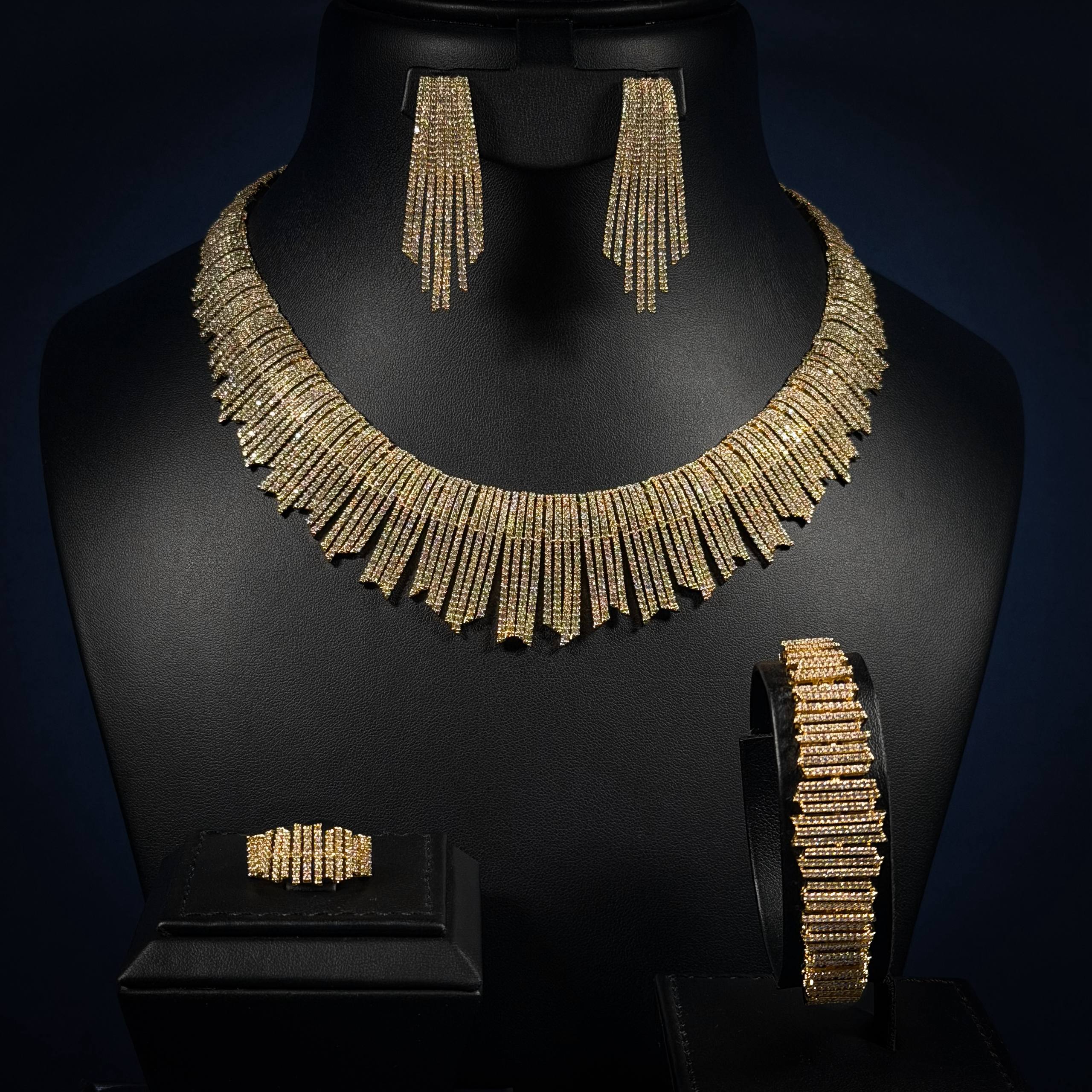 Auric Fringe White Zircon - Gold Plated Full Set