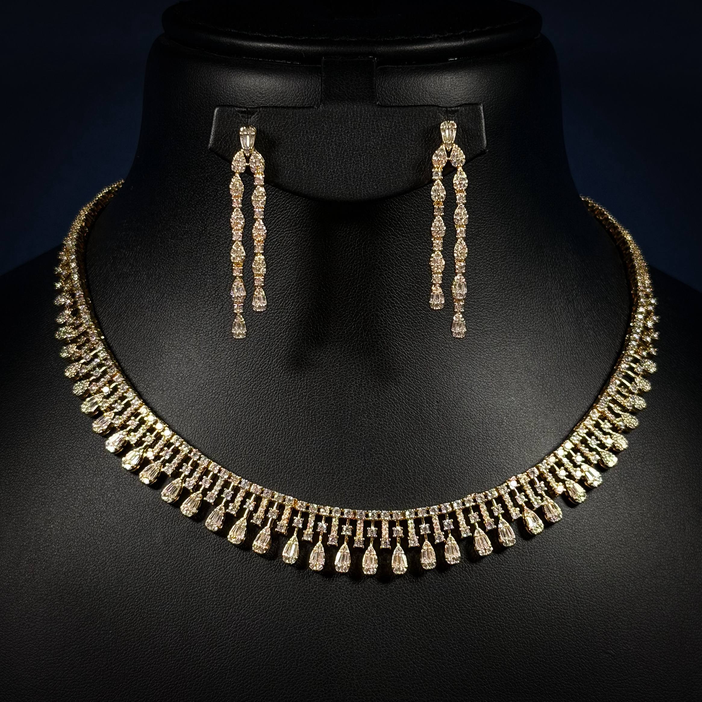 Gold Plated Teardrop White Zircon Full Set
