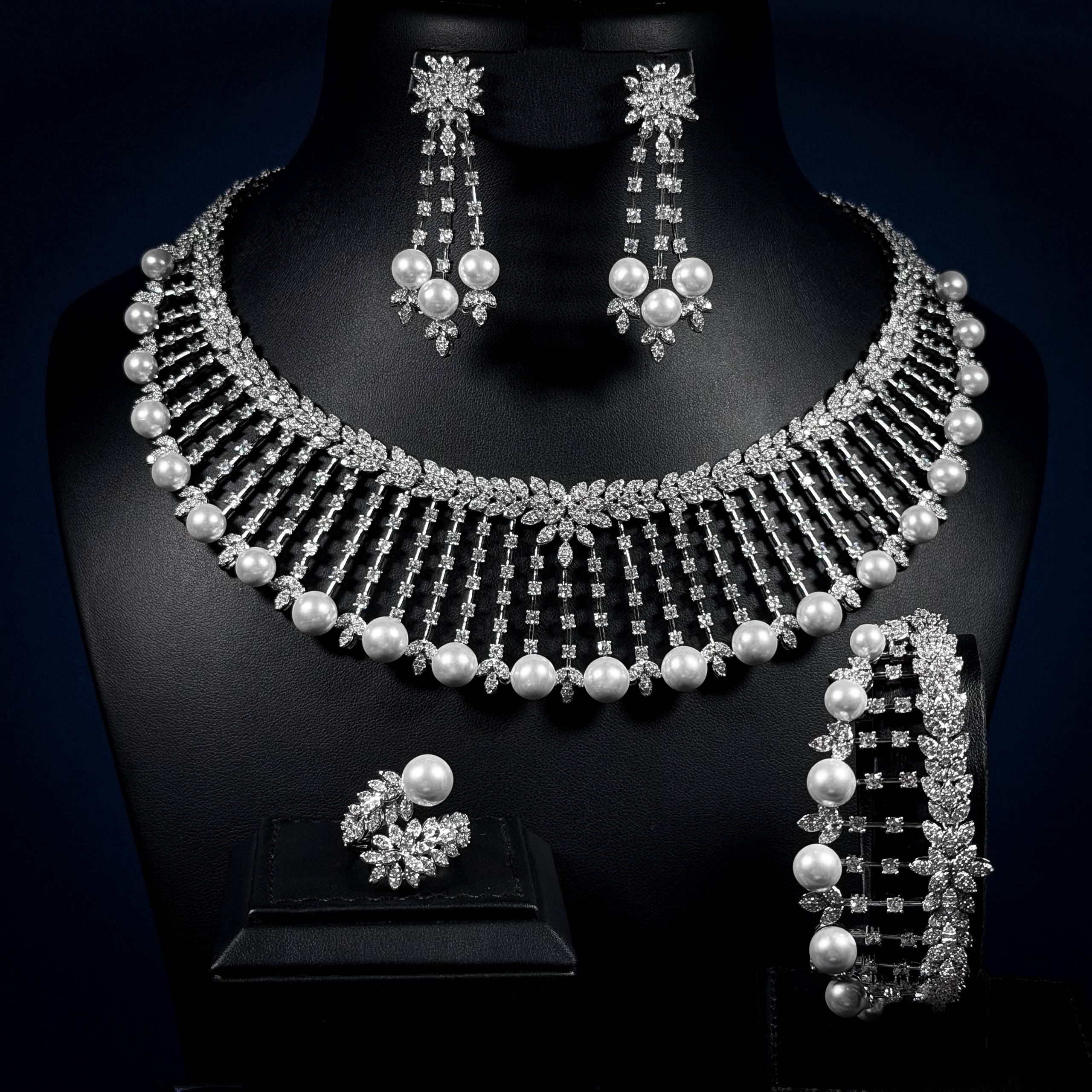 Imperial Pearl Cascade White Zircon Full Set