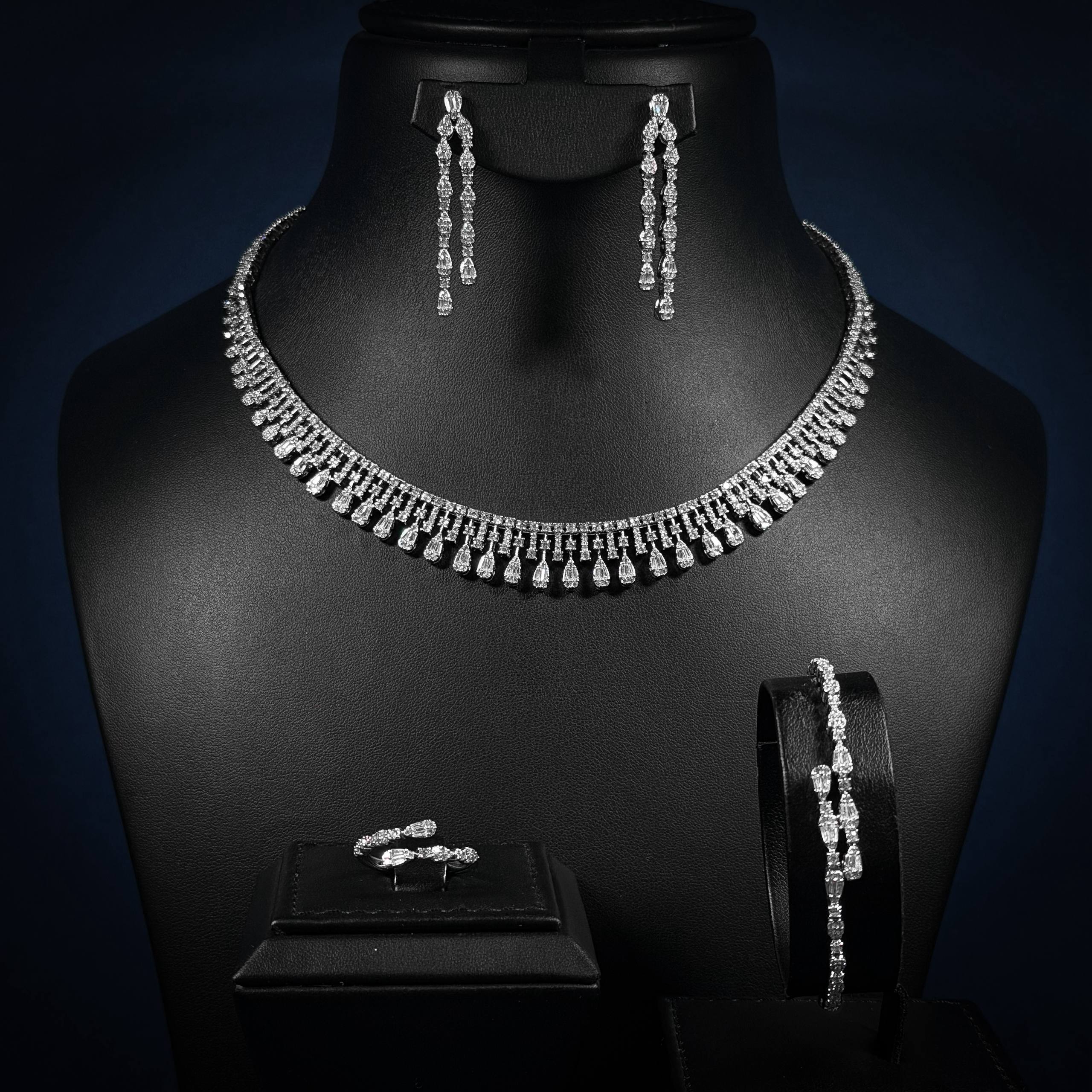 Luminous Cascade White Zircon Full Set