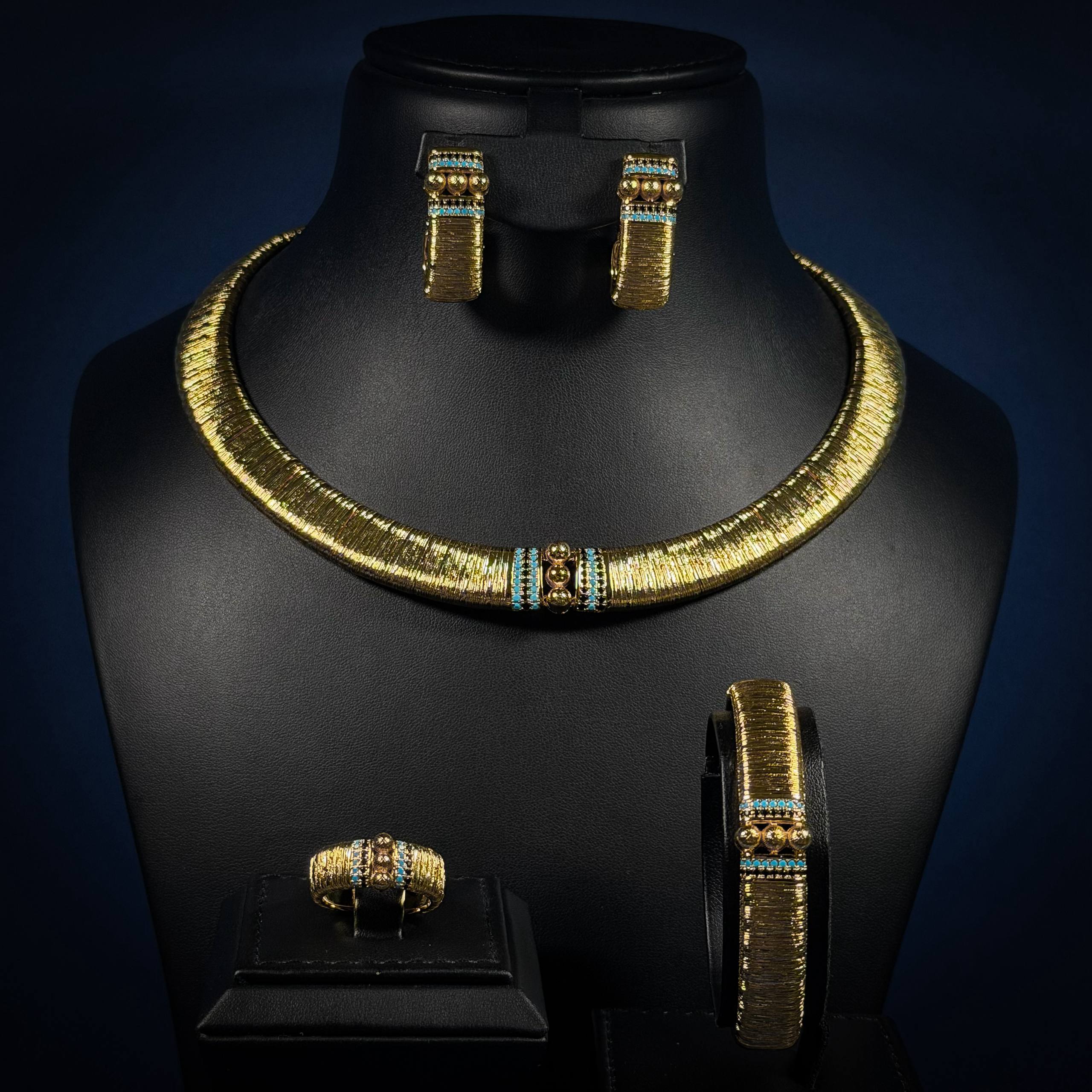 Royal Azure Zircon Gold Plated Full Set