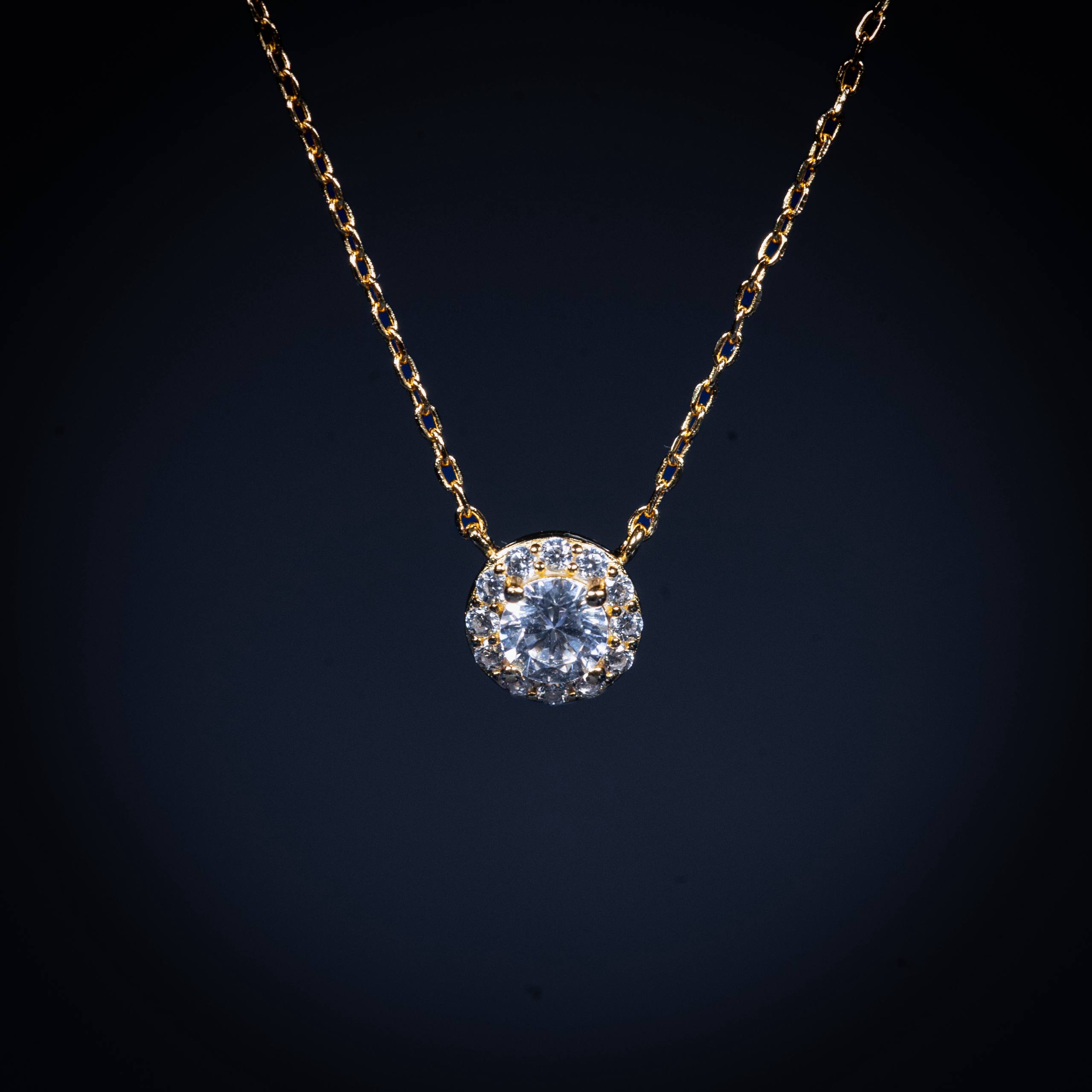Dolce Mondo Lina White Zircon Gold-Plated 925 Silver Pendant Necklace